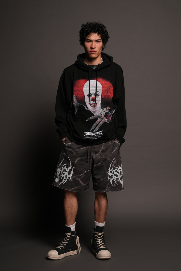 Ssddnfgu Raw Hem Oversized Post Lounge Sweat Shorts In Darc Thorns