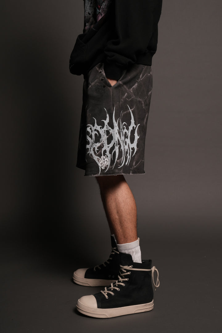 Ssddnfgu Raw Hem Oversized Post Lounge Sweat Shorts In Darc Thorns