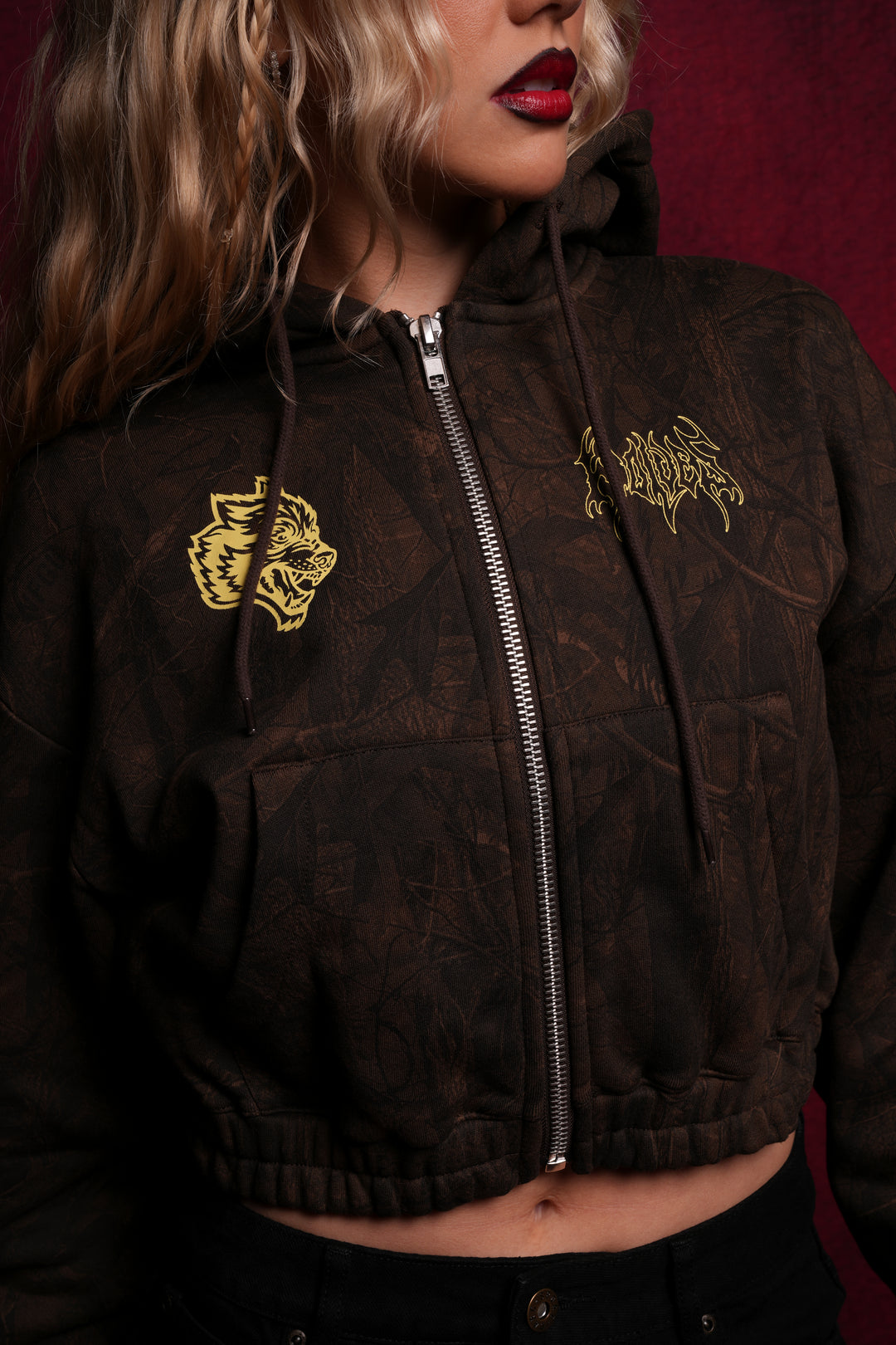 Origin Hesh "Chambers" (Cropped) Zip Hoodie in Brown Driftwood Forest Camo