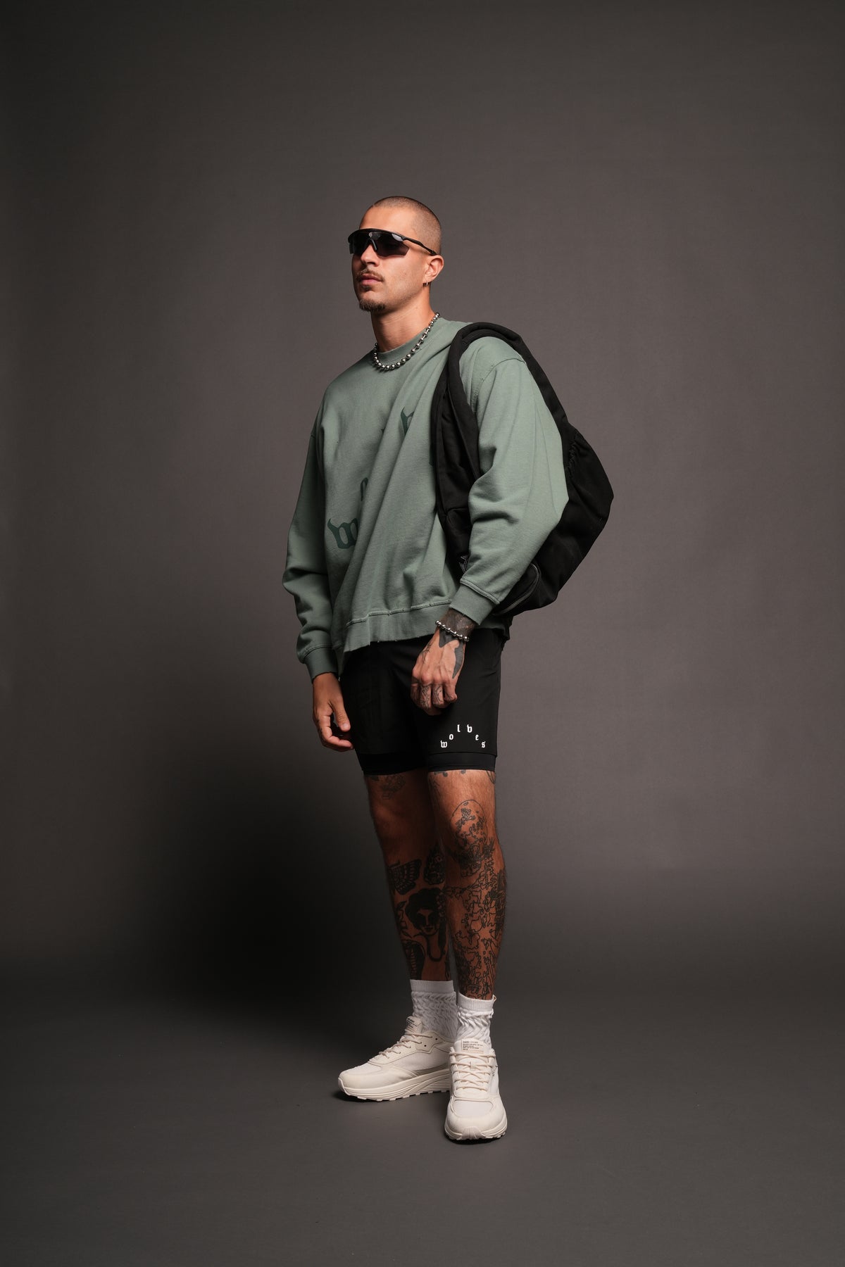 Forever Our Core Grunge Distressed Oversized London Crewneck In Hunter Green