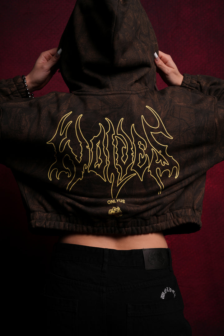 Origin Hesh "Chambers" (Cropped) Zip Hoodie in Brown Driftwood Forest Camo