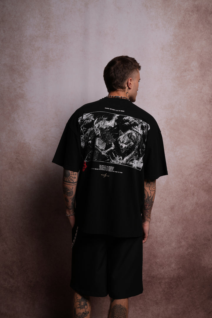 Wolves Scroll "Premium" Oversized Tee in Black
