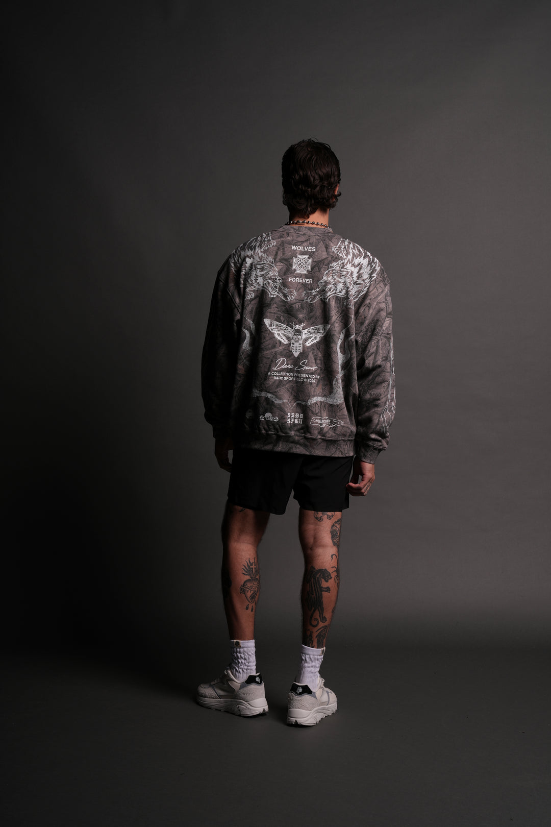 From The Top London Crewneck in Driftwood Wolf Forest Camo