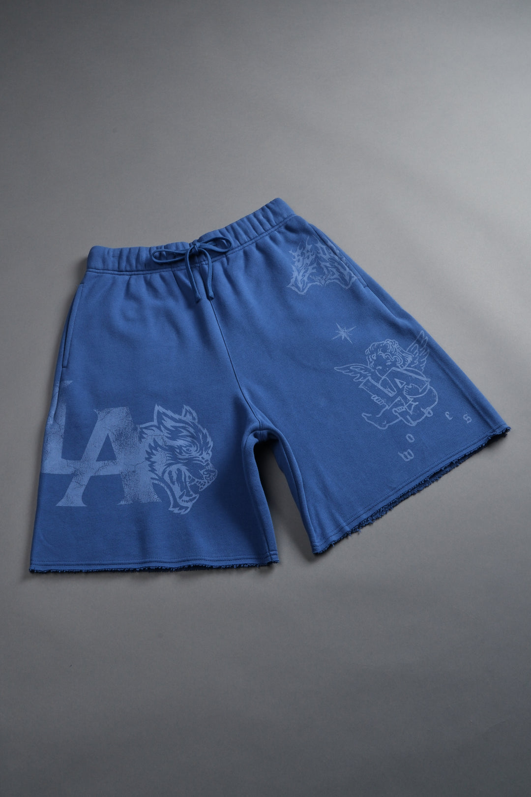 Homage To La Raw Hem Oversized Post Lounge Sweat Shorts in La Blue