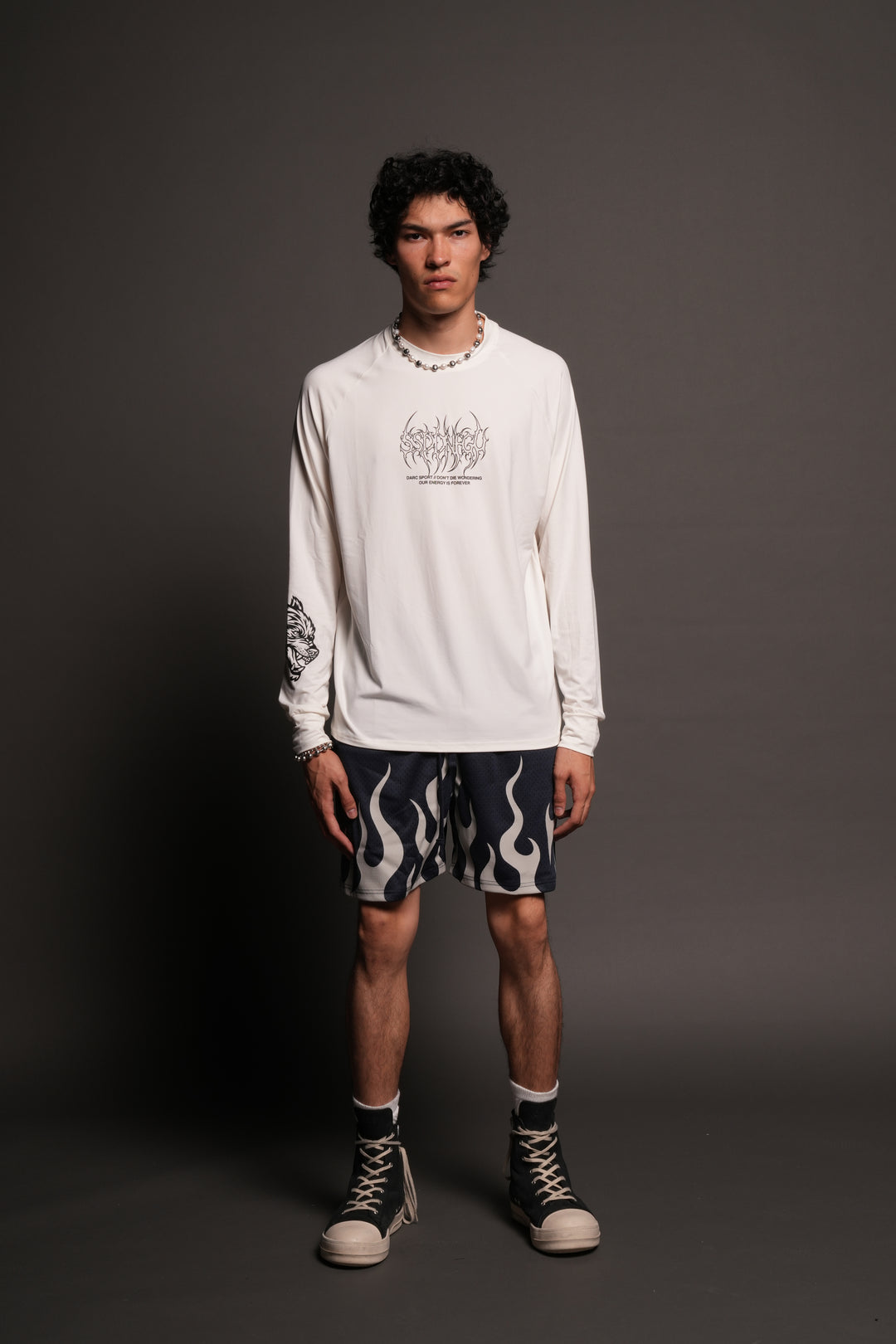 On Fire Applique Mesh Shorts In Storm Blue