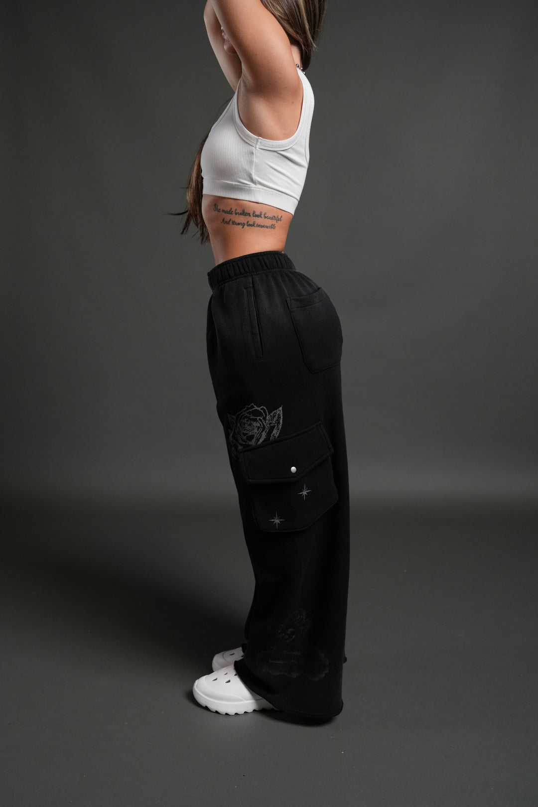 Fallen Cherub Durst Cargo Sweats in Black Drift Wash