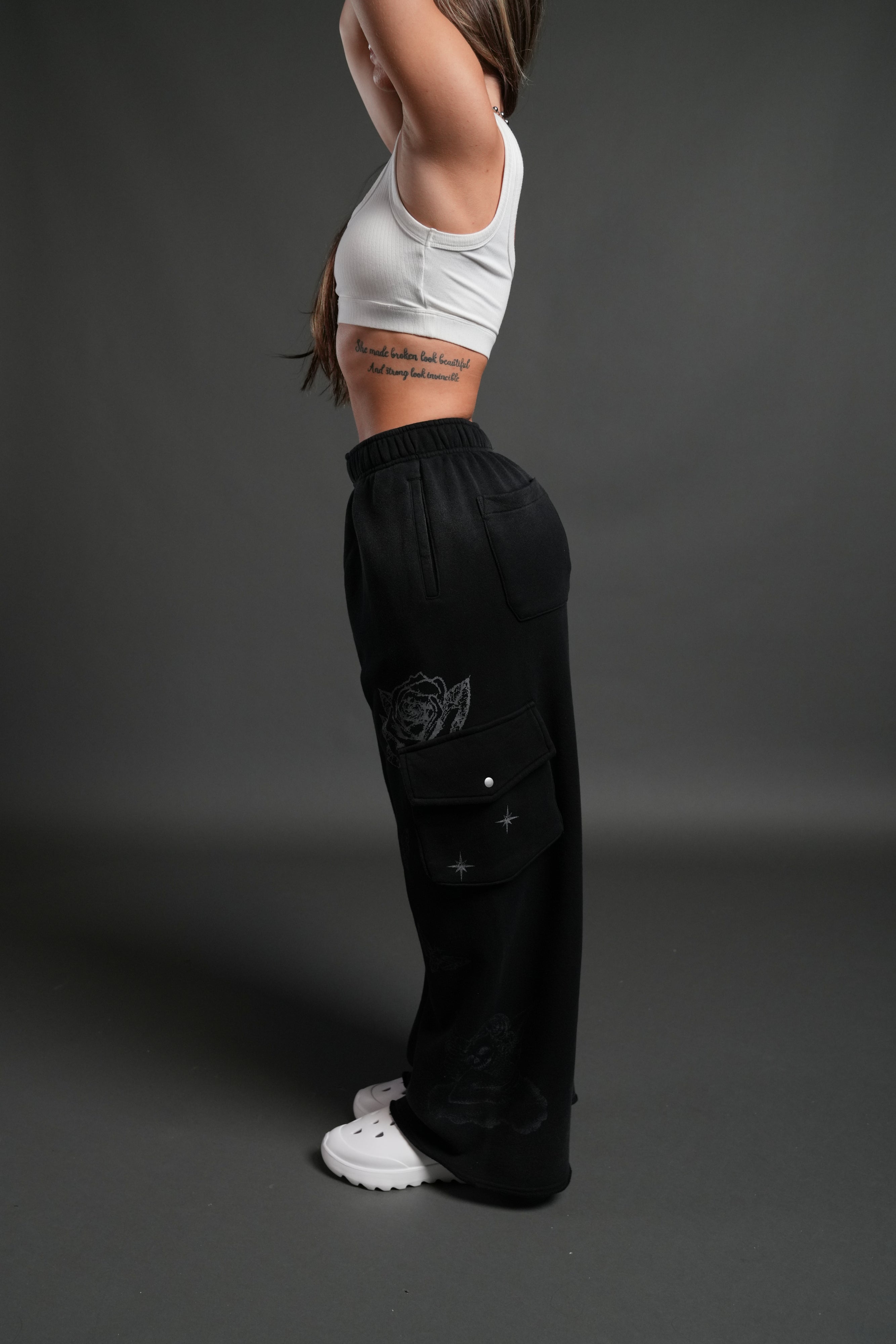 Fallen Cherub Durst Cargo Sweats in Black Drift Wash