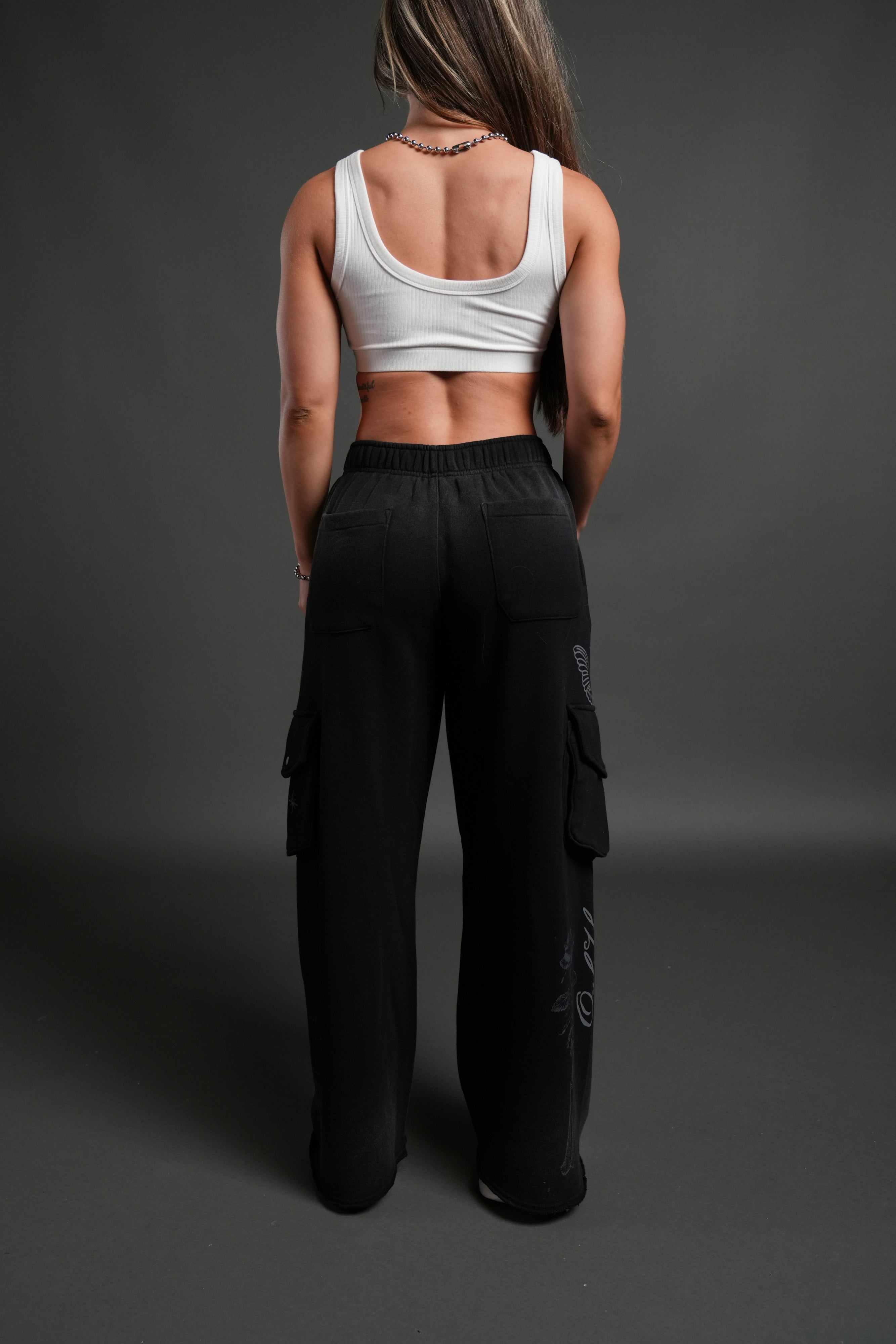 Fallen Cherub Durst Cargo Sweats in Black Drift Wash