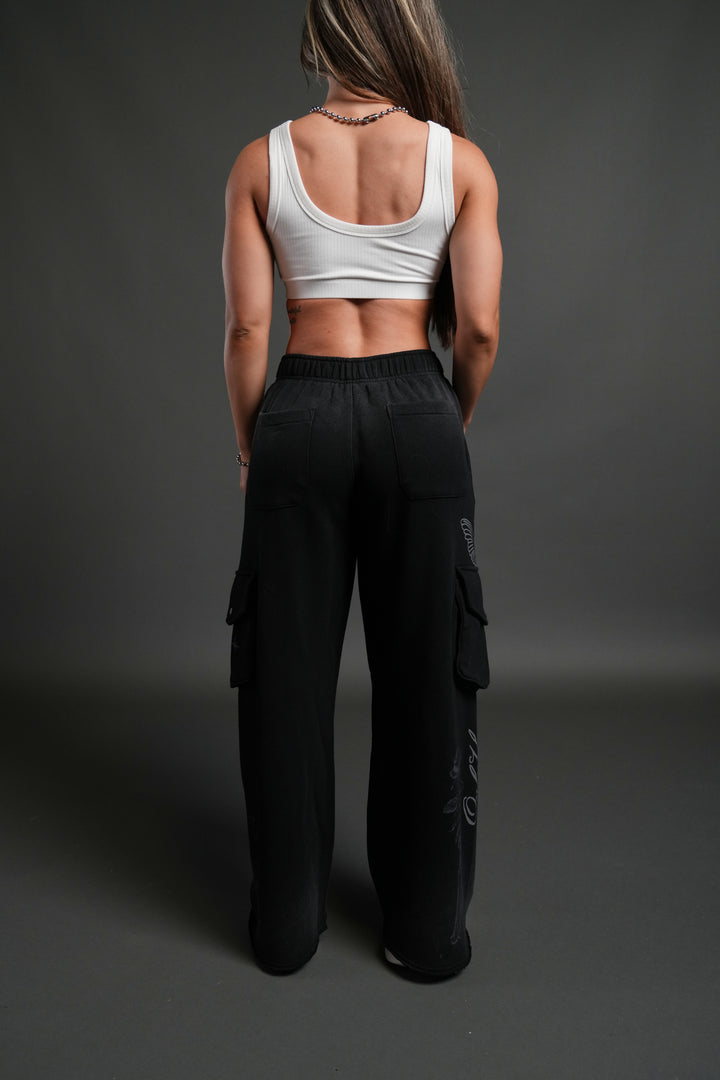 Fallen Cherub Durst Cargo Sweats in Black Drift Wash