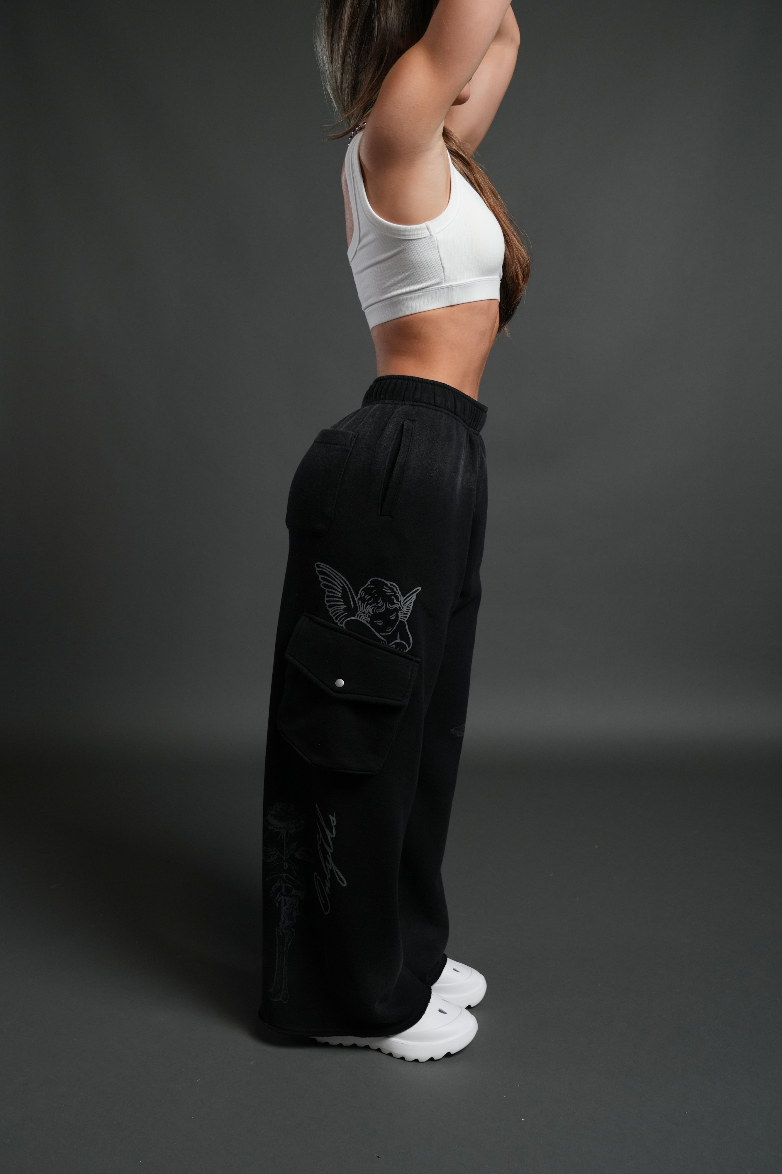 Fallen Cherub Durst Cargo Sweats in Black Drift Wash