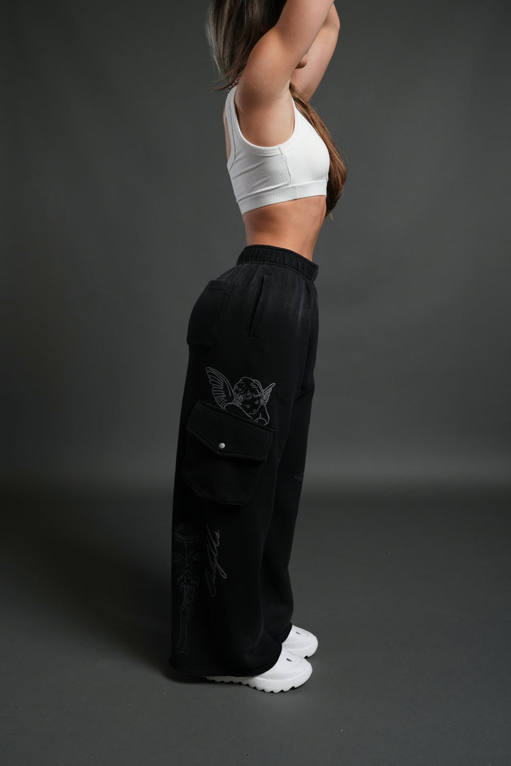 Fallen Cherub Durst Cargo Sweats in Black Drift Wash
