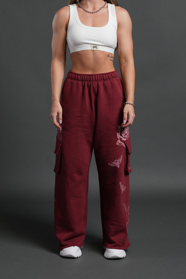 Fallen Cherub Durst Cargo Sweats in Cherry Red