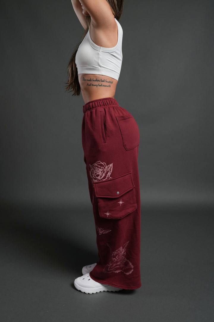 Fallen Cherub Durst Cargo Sweats in Cherry Red