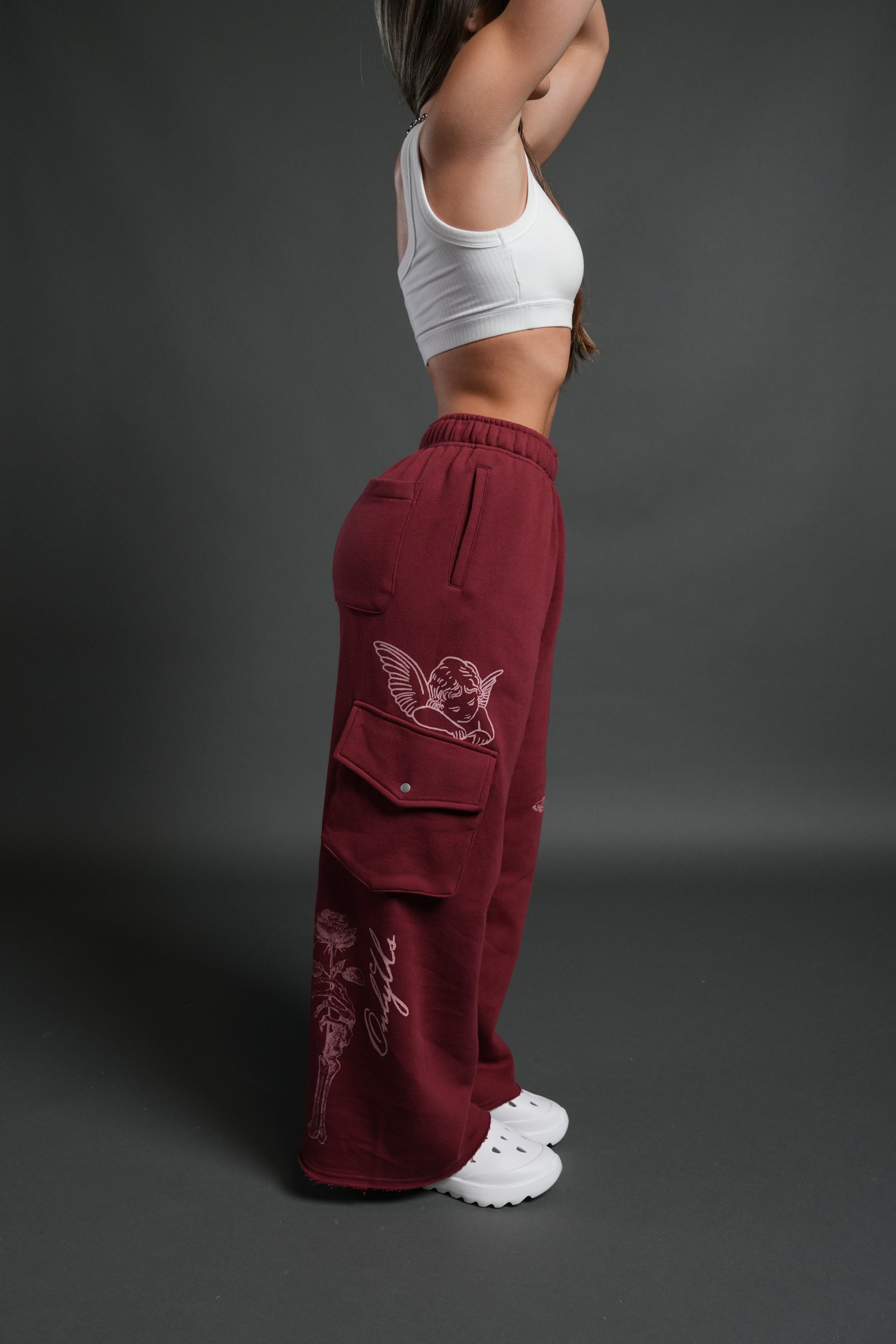 Fallen Cherub Durst Cargo Sweats in Cherry Red