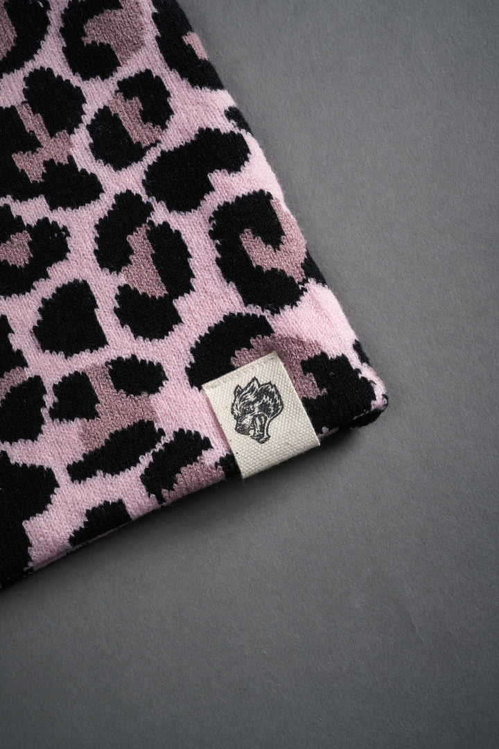 Wolf Patch V2 Cap Beanie in Cloud Pink Leopard