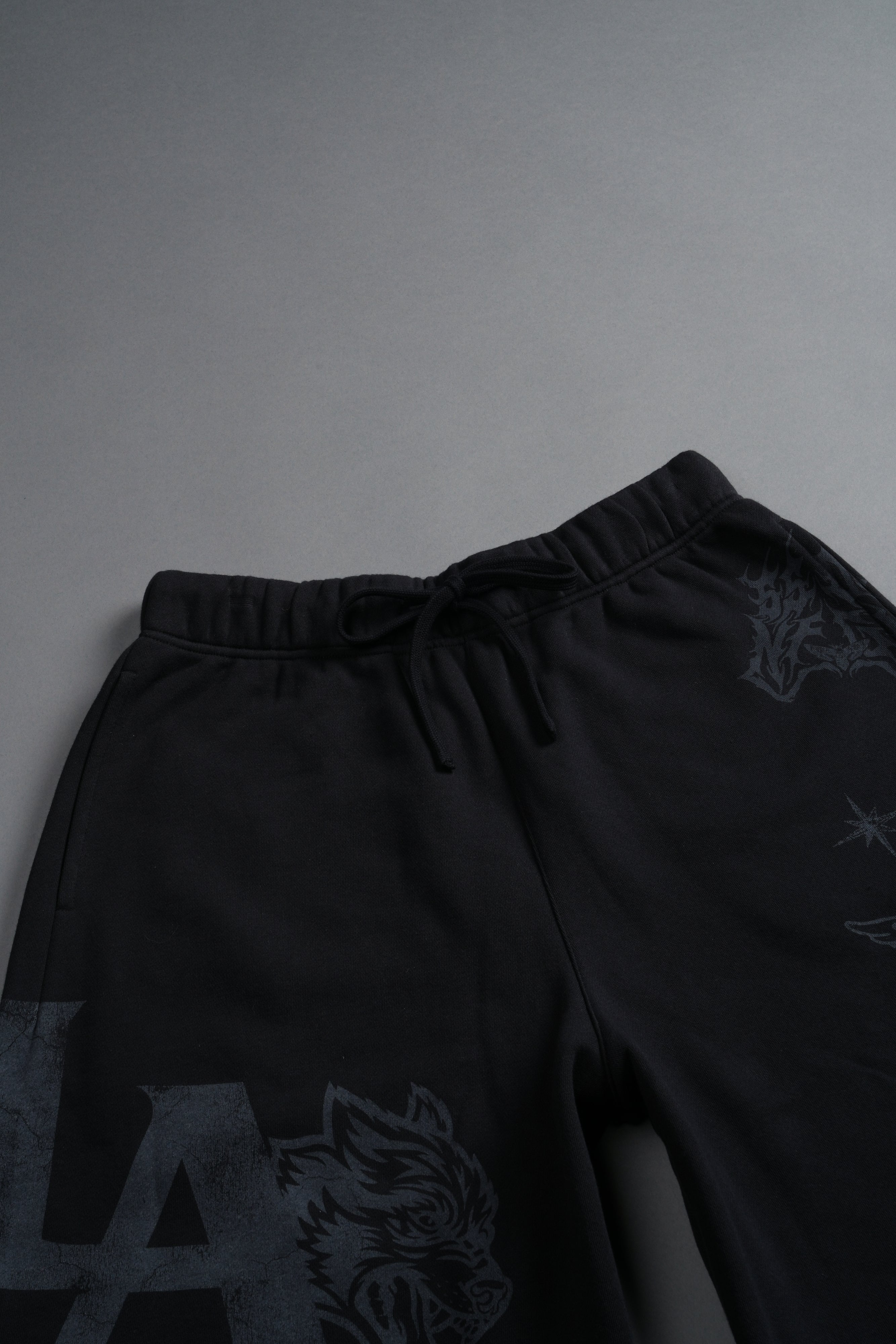 Homage To La Raw Hem Oversized Post Lounge Sweat Shorts in Black