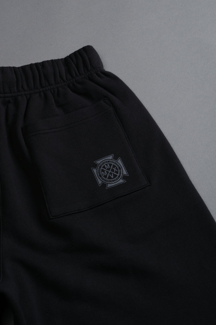Homage To La Raw Hem Oversized Post Lounge Sweat Shorts in Black