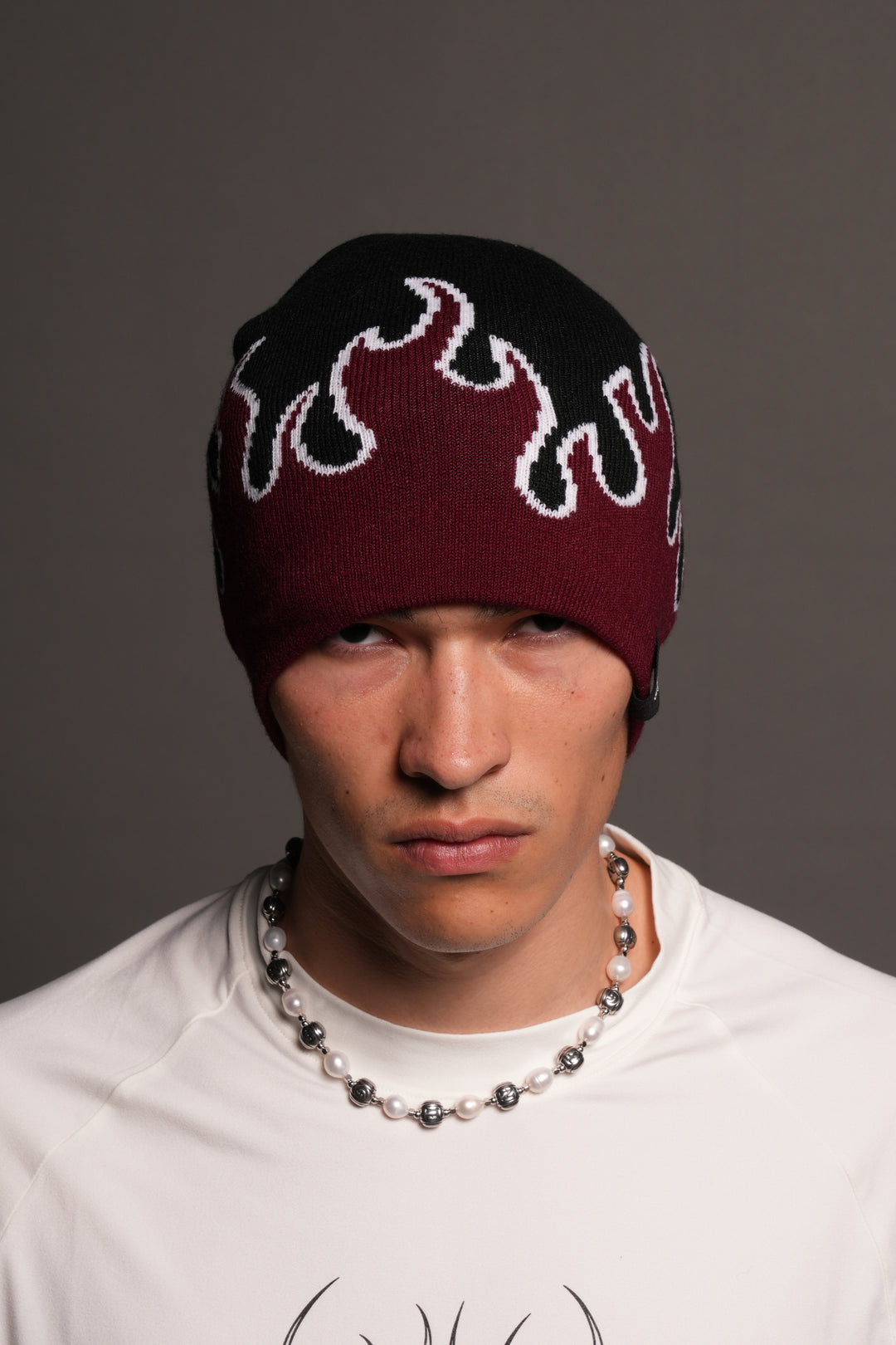 Eternal Flame Cap Beanie in Black/Oxblood