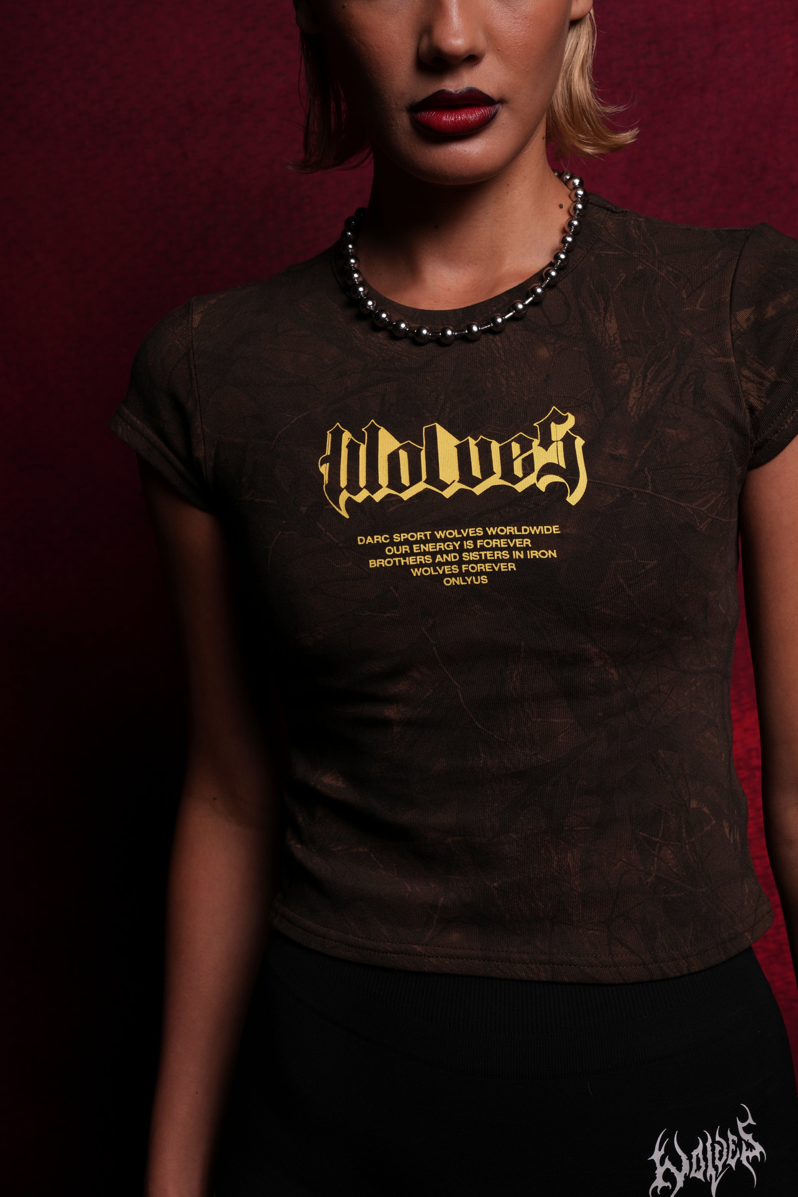Never Back Down "Baby" Tee in Brown Driftwood Forest Camo