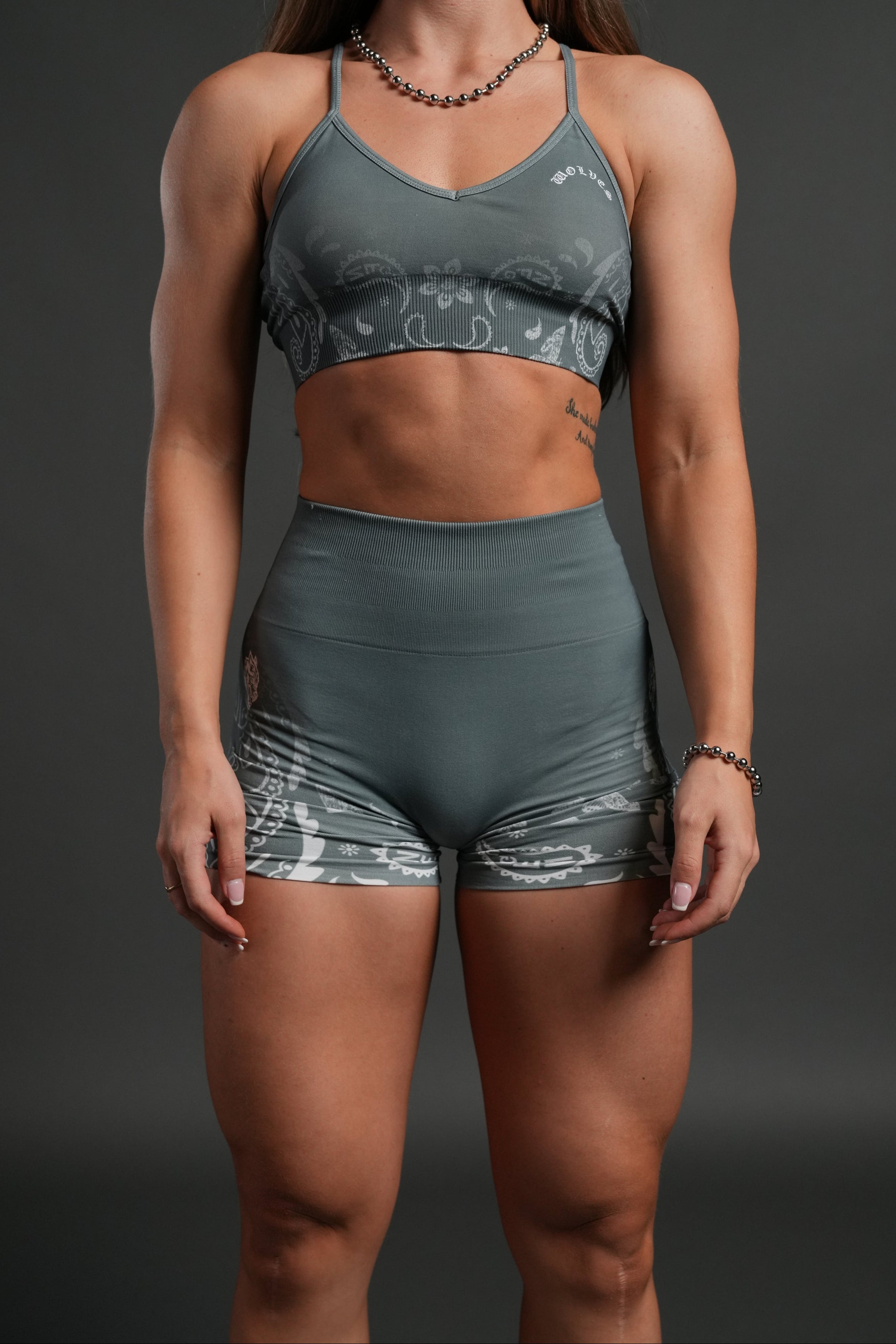 Faded Paisley "Stella" Soft Seamless Shorts in Greek Stone