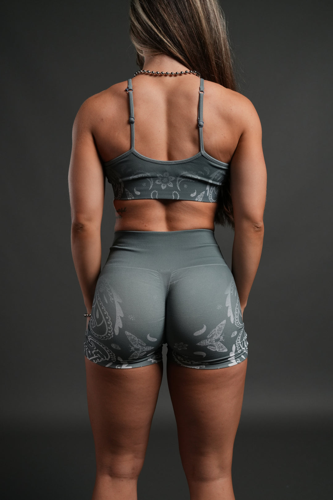 Faded Paisley "Stella" Soft Seamless Shorts in Greek Stone