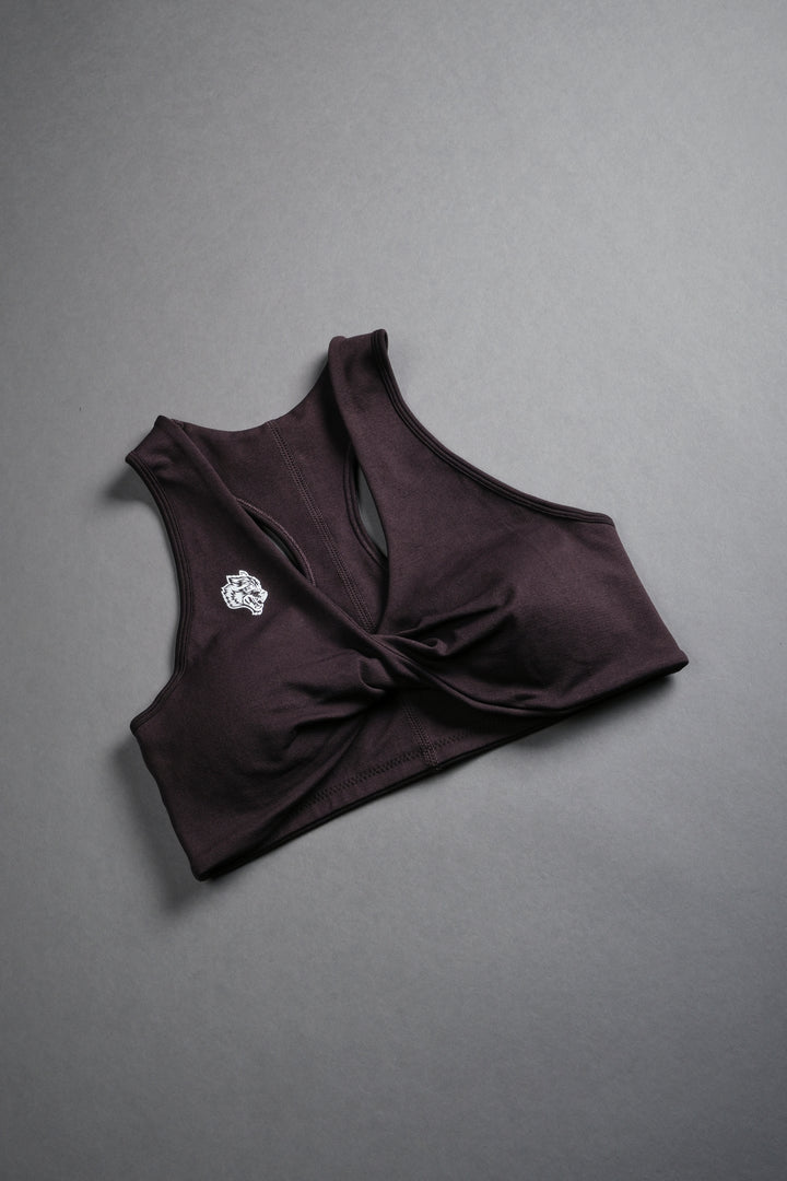 Single Wolf "Everson" Seamless Twist Bra in Darc Garnet