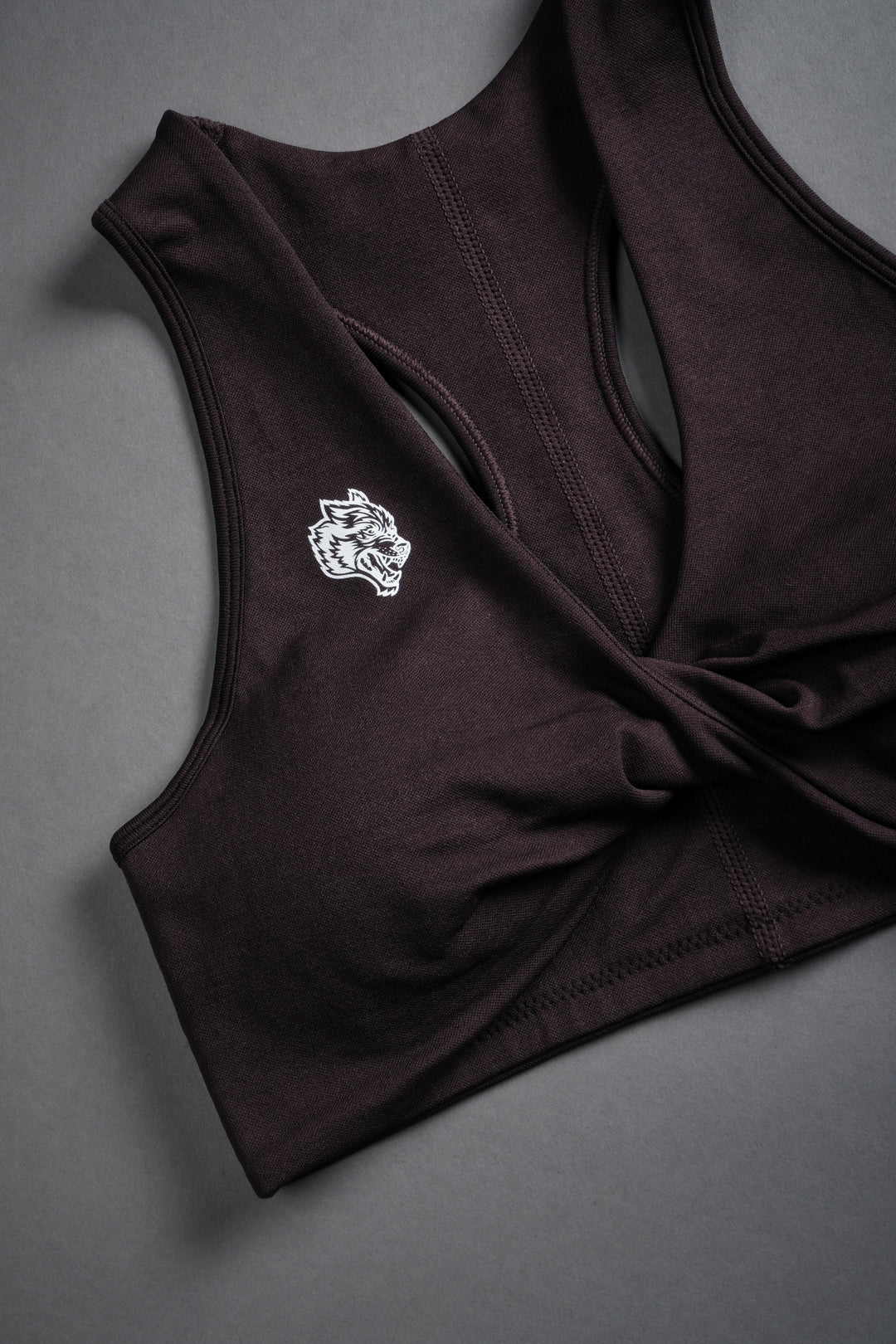 Single Wolf "Everson" Seamless Twist Bra in Darc Garnet