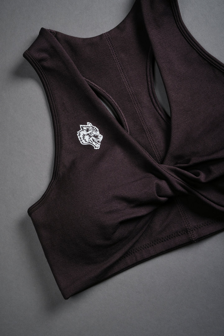 Single Wolf "Everson" Seamless Twist Bra in Darc Garnet