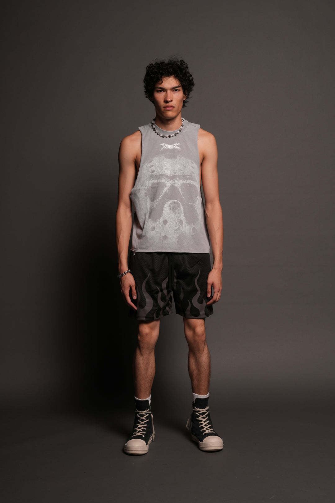 Jason Forever Grunge Raw Hem Box Cut Tommy Muscle Tee In Dove Gray