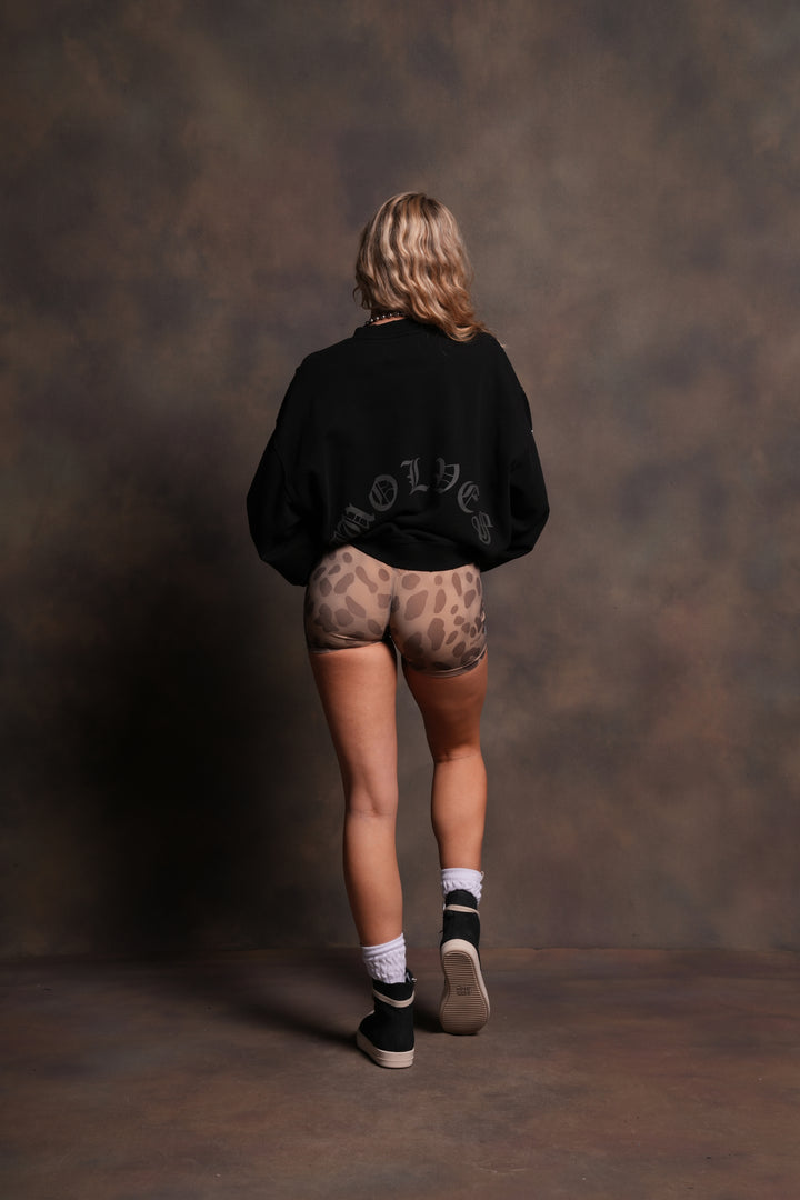 Our Clubs Grunge Destroyed Oversized London Crewneck in Black