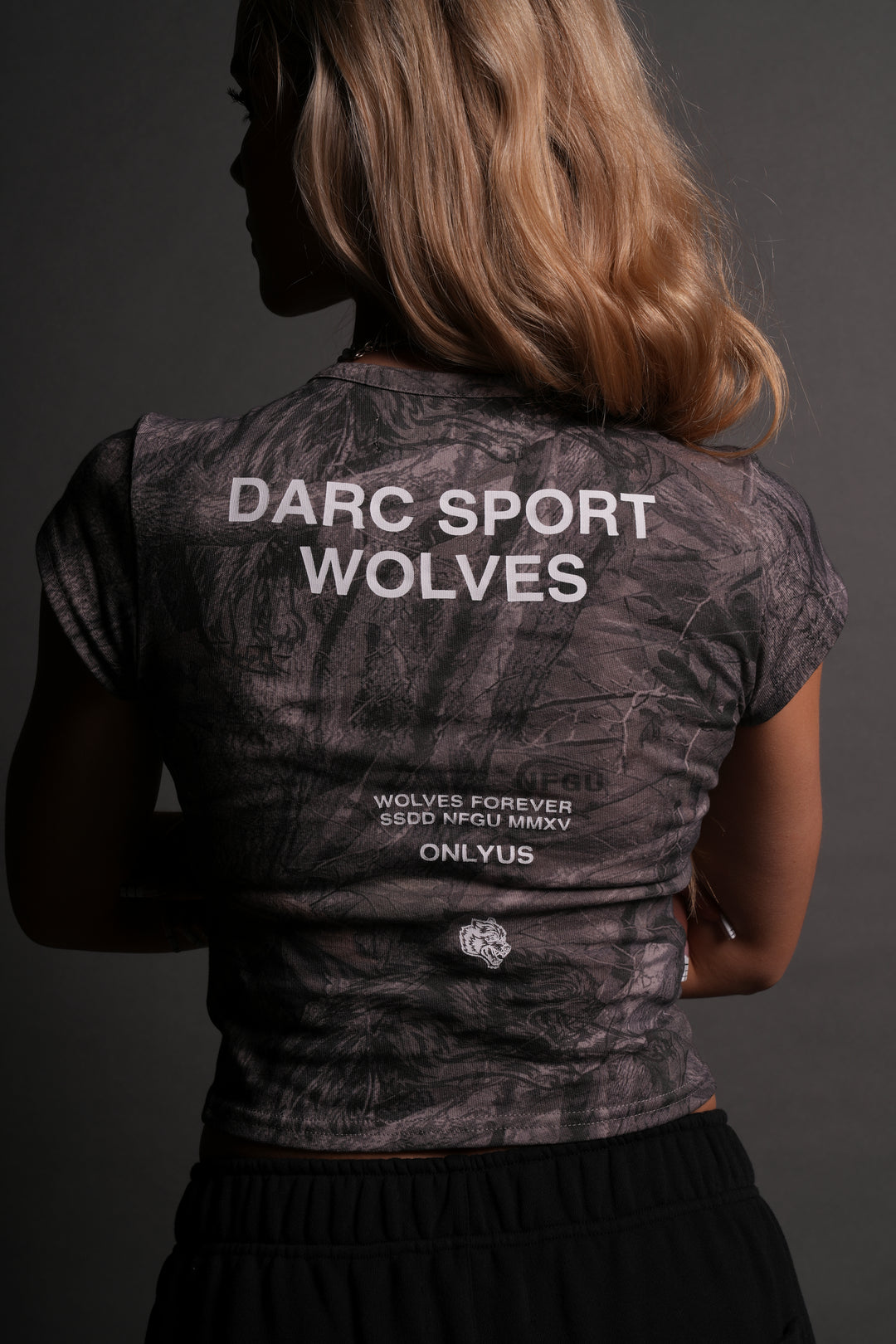 Darc Sport Wolves "Baby" Tee in Driftwood Wolf Forest Camo