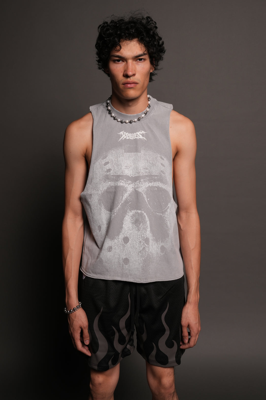 Jason Forever Grunge Raw Hem Box Cut Tommy Muscle Tee In Dove Gray