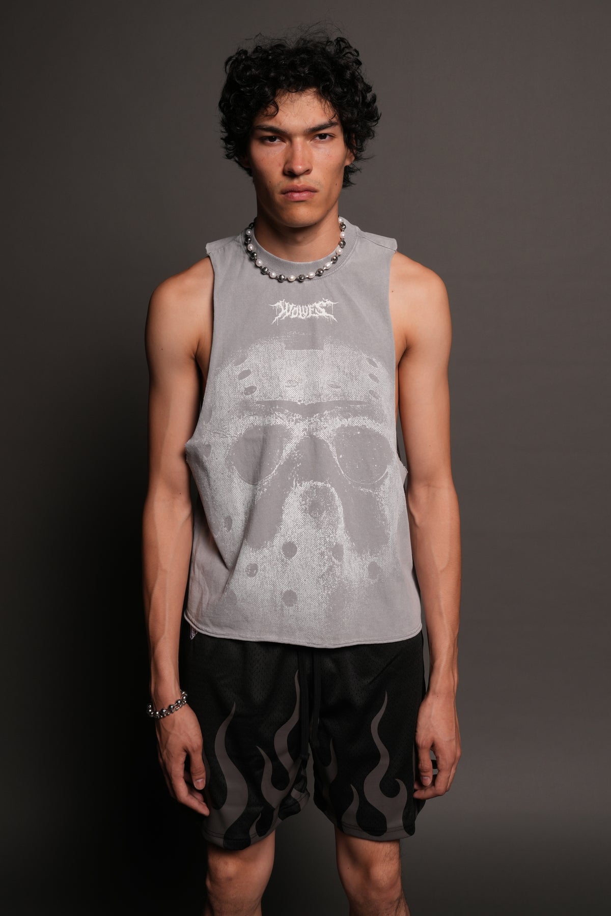 Jason Forever Grunge Raw Hem Box Cut Tommy Muscle Tee In Dove Gray
