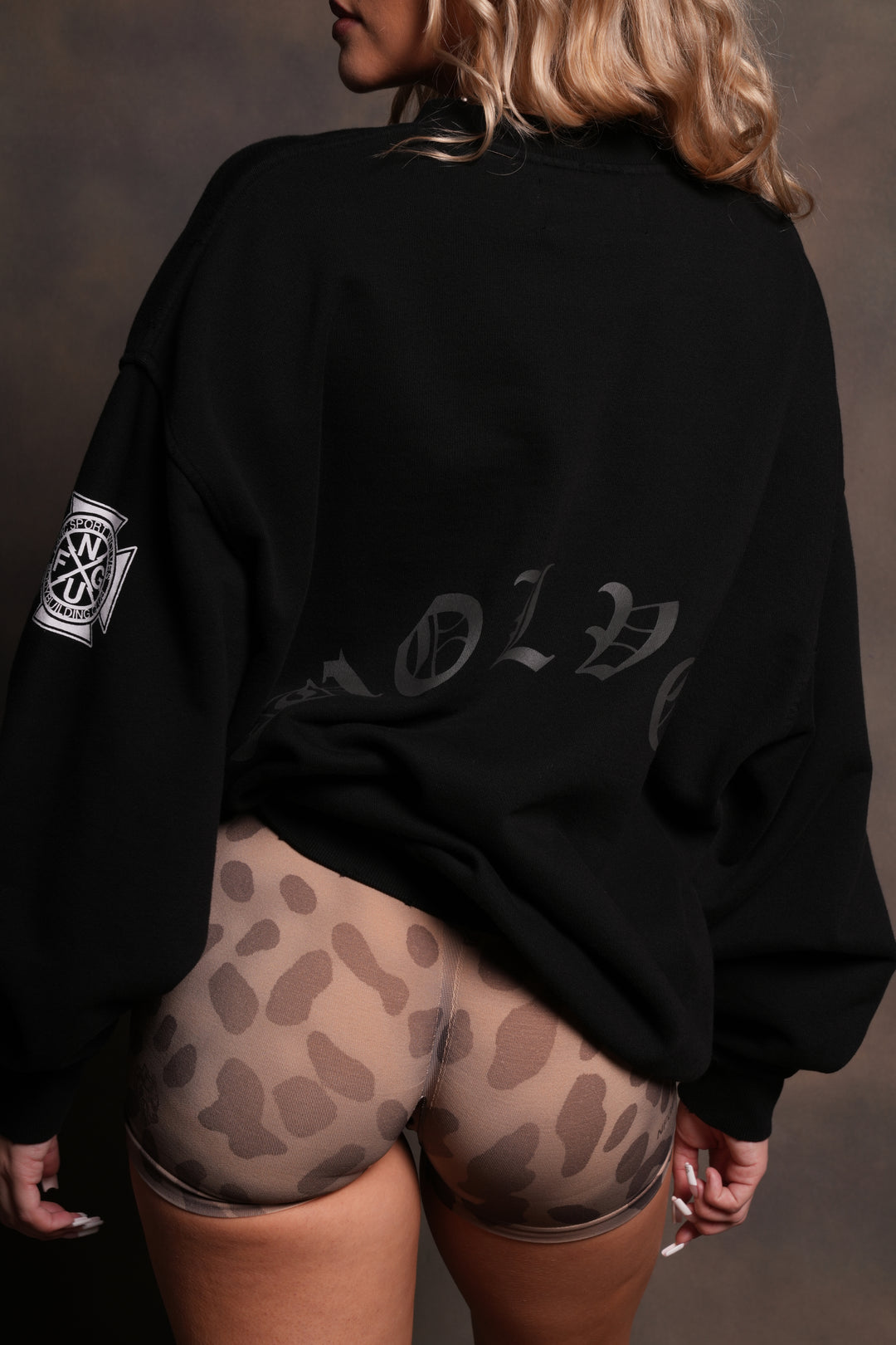 Our Clubs Grunge Destroyed Oversized London Crewneck in Black