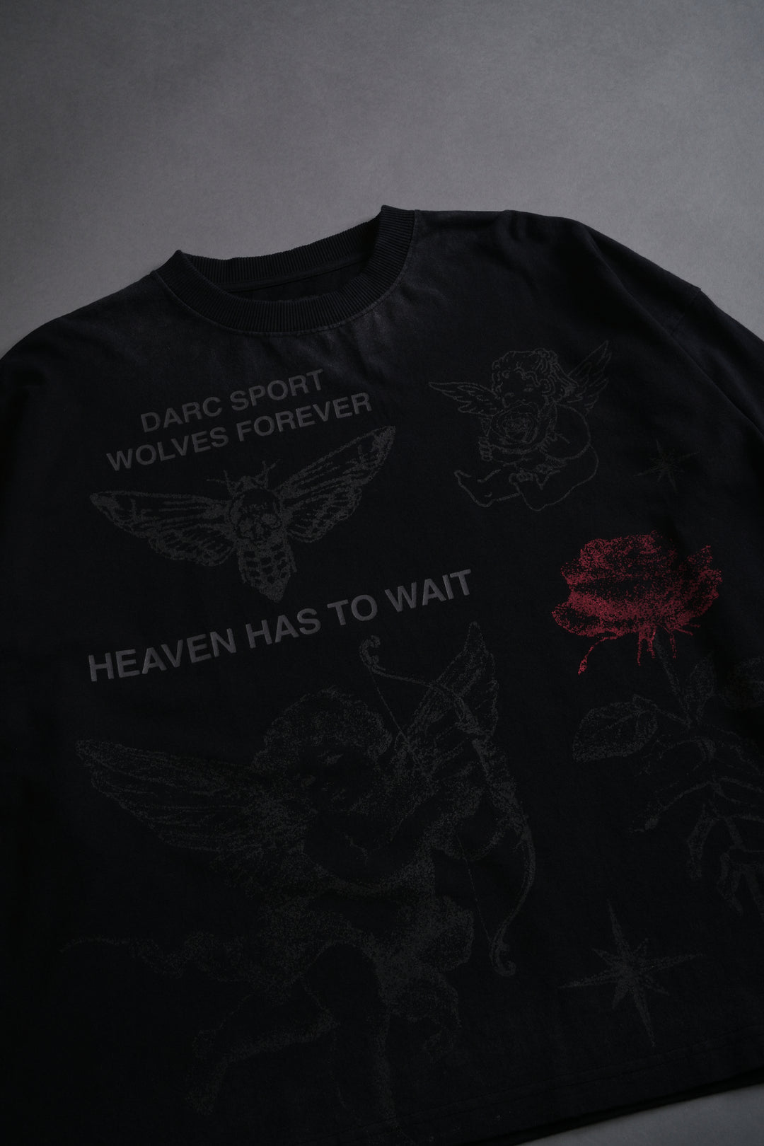 Sacred Flash Grunge "Box Cut" L/S Tee in Black Drift Wash