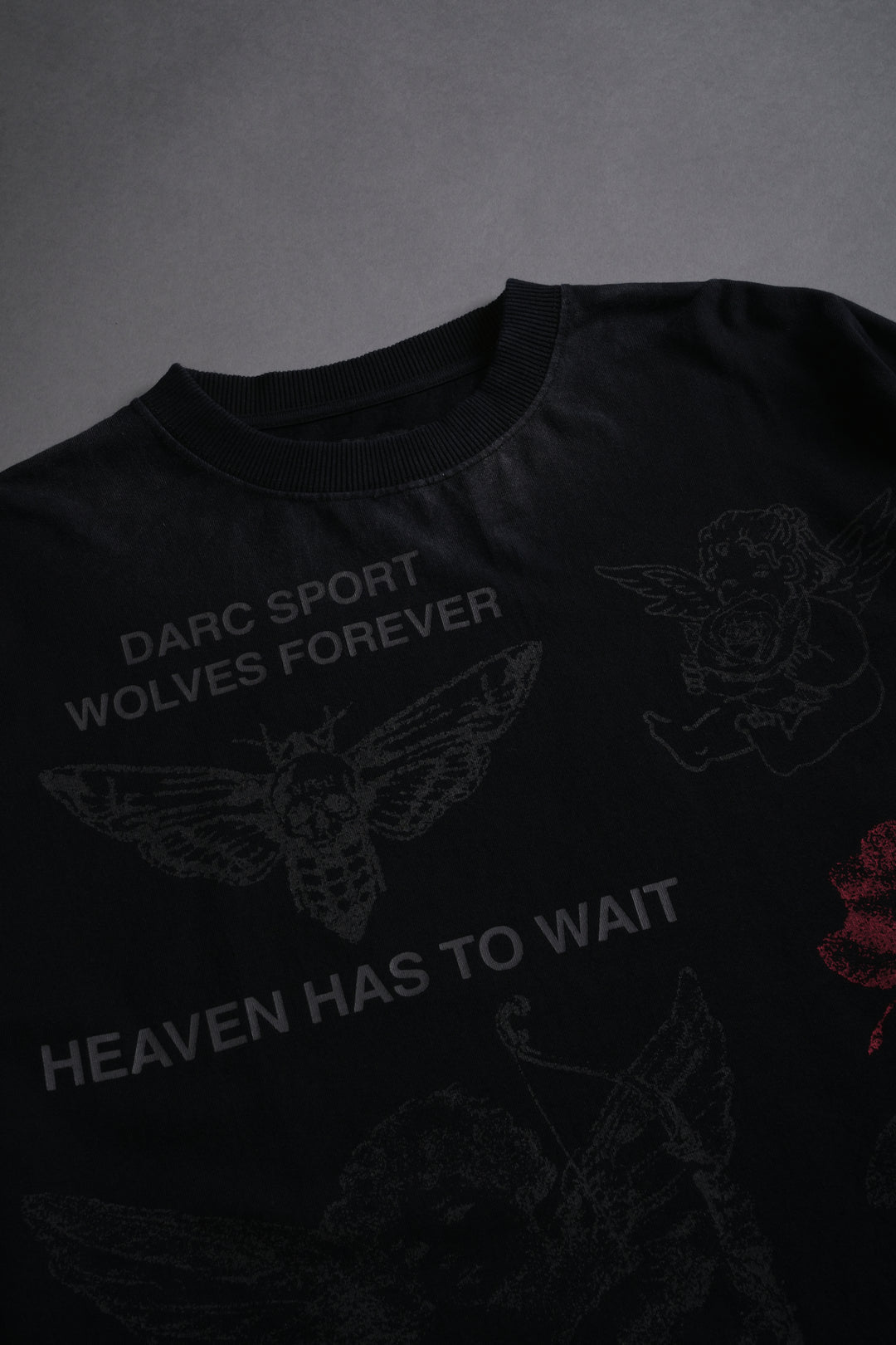 Sacred Flash Grunge "Box Cut" L/S Tee in Black Drift Wash