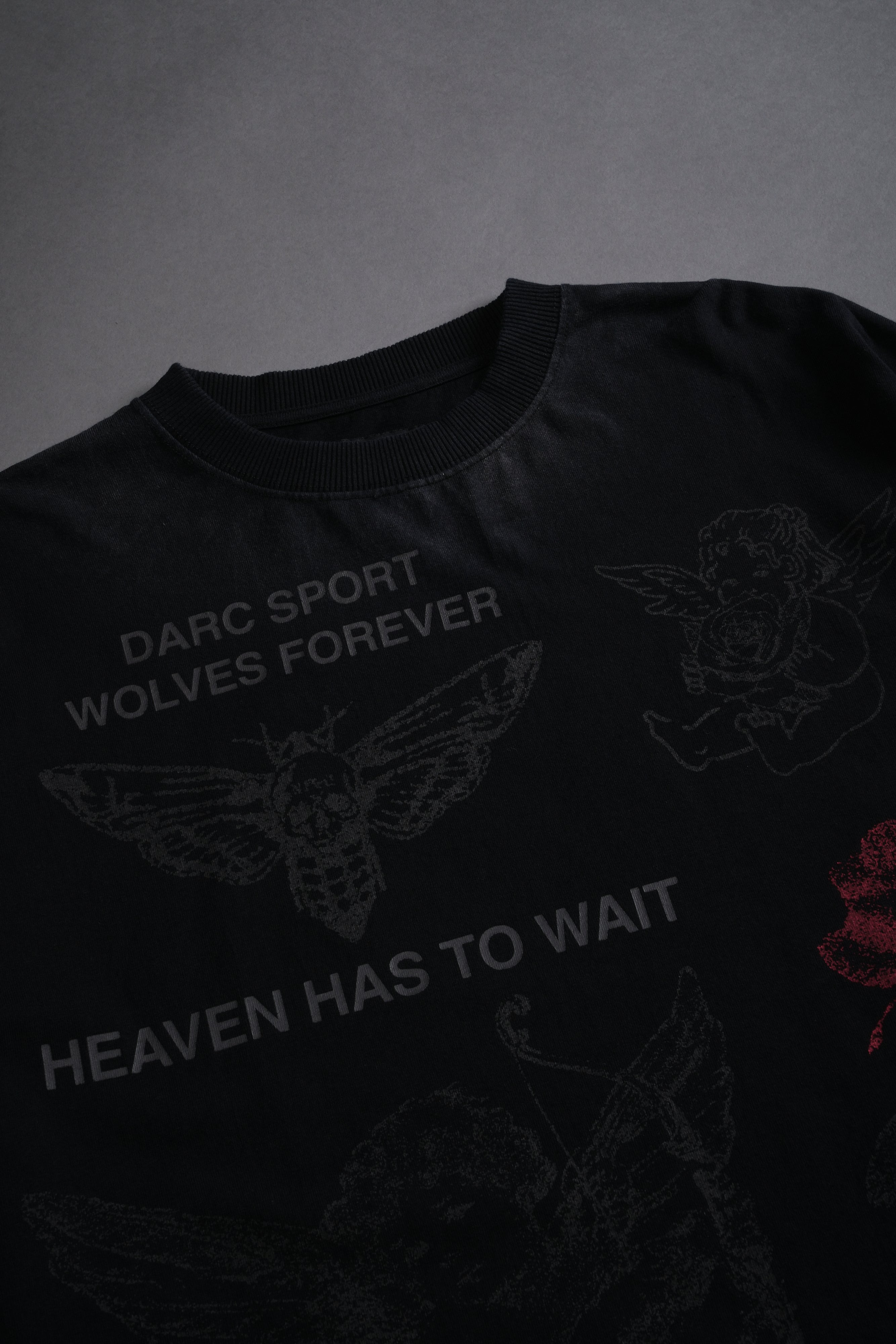 Sacred Flash Grunge "Box Cut" L/S Tee in Black Drift Wash