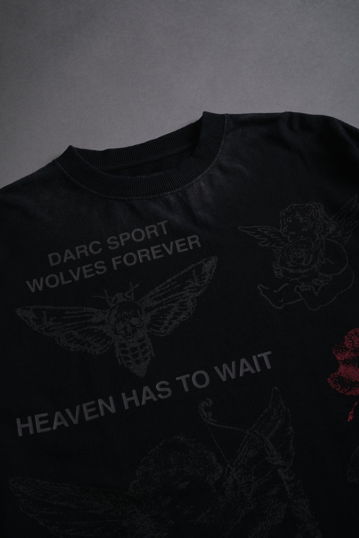 Sacred Flash Grunge "Box Cut" L/S Tee in Black Drift Wash