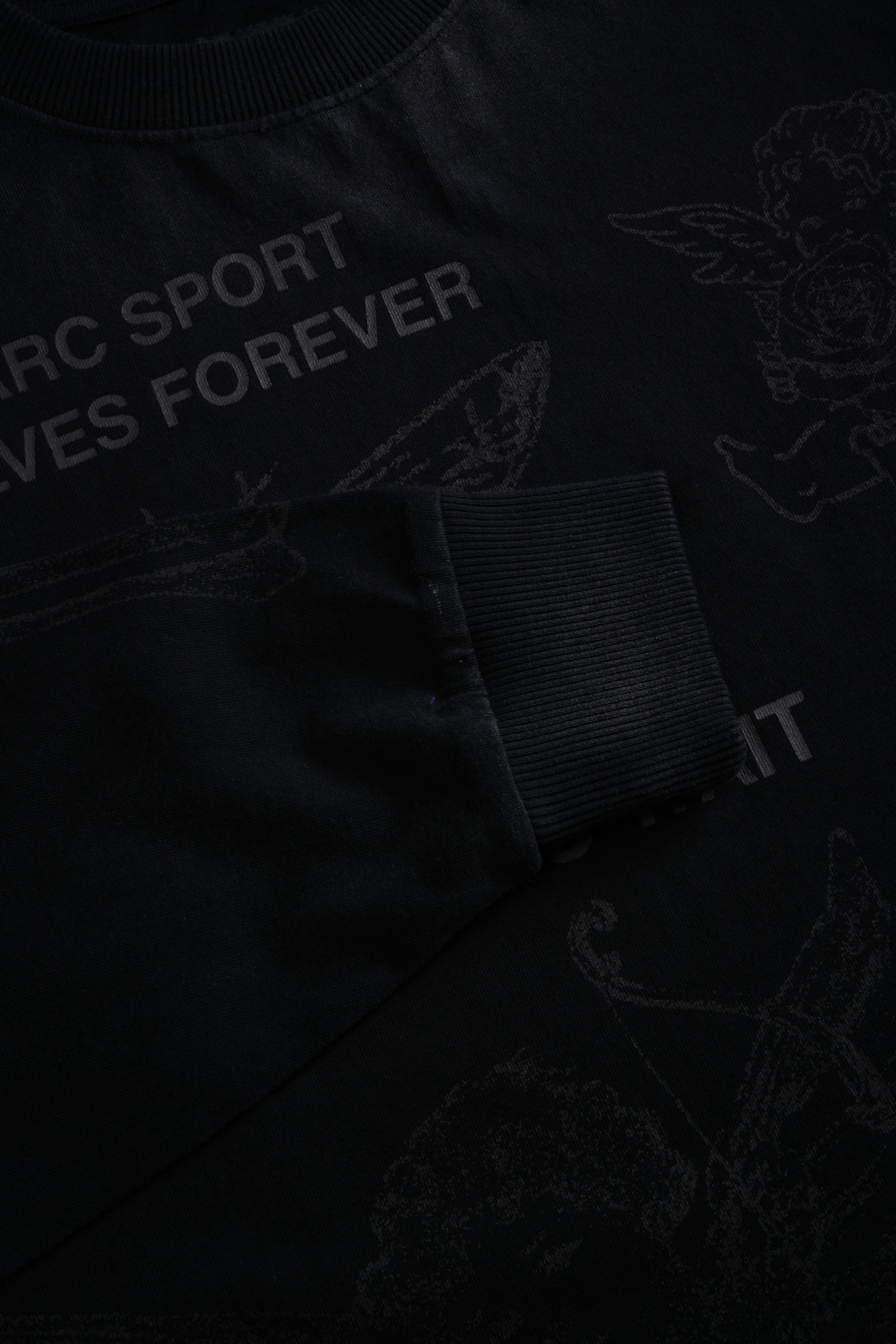 Sacred Flash Grunge "Box Cut" L/S Tee in Black Drift Wash