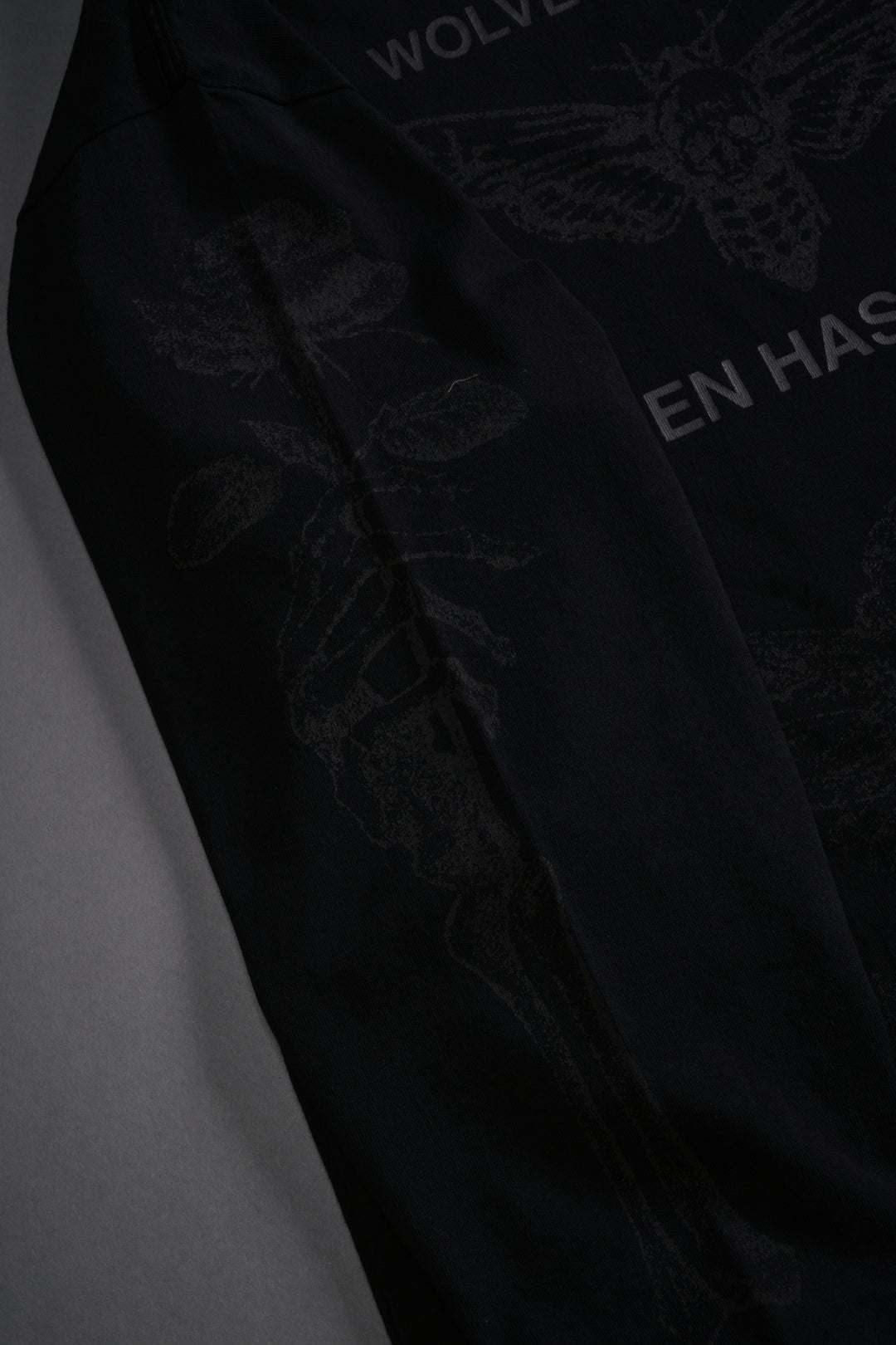 Sacred Flash Grunge "Box Cut" L/S Tee in Black Drift Wash