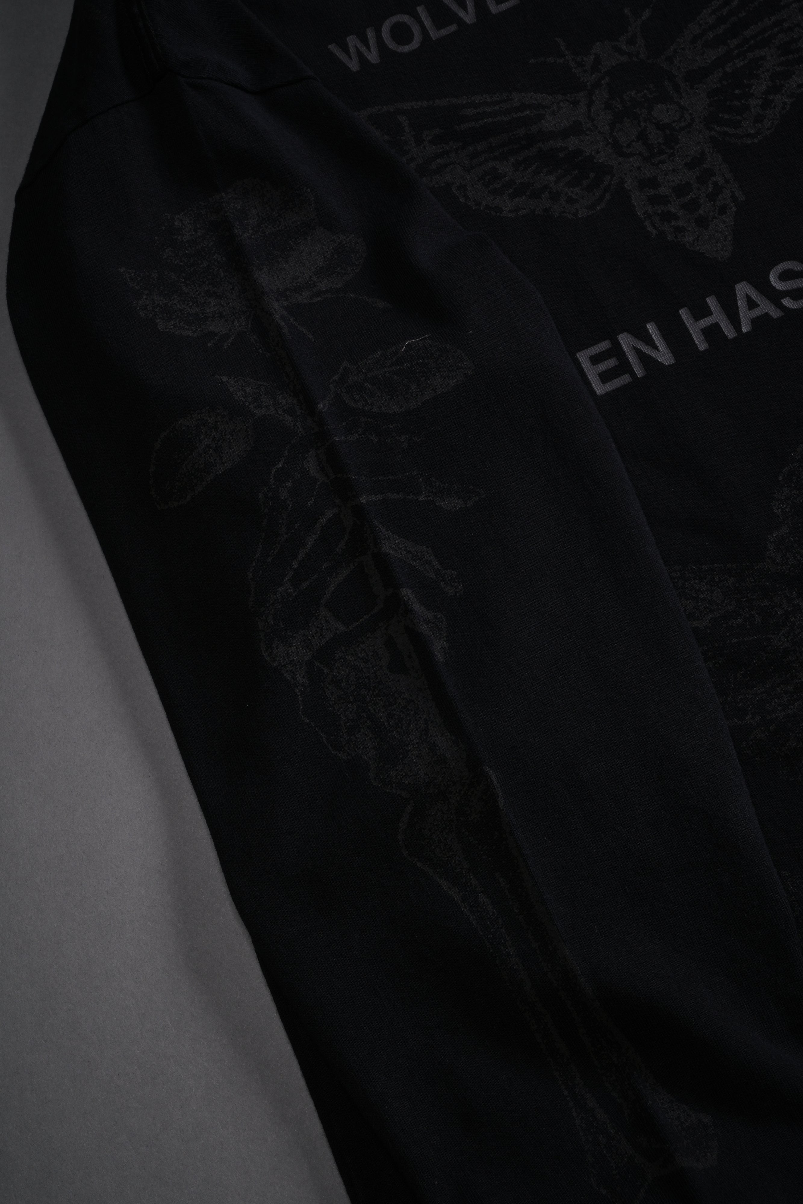 Sacred Flash Grunge "Box Cut" L/S Tee in Black Drift Wash