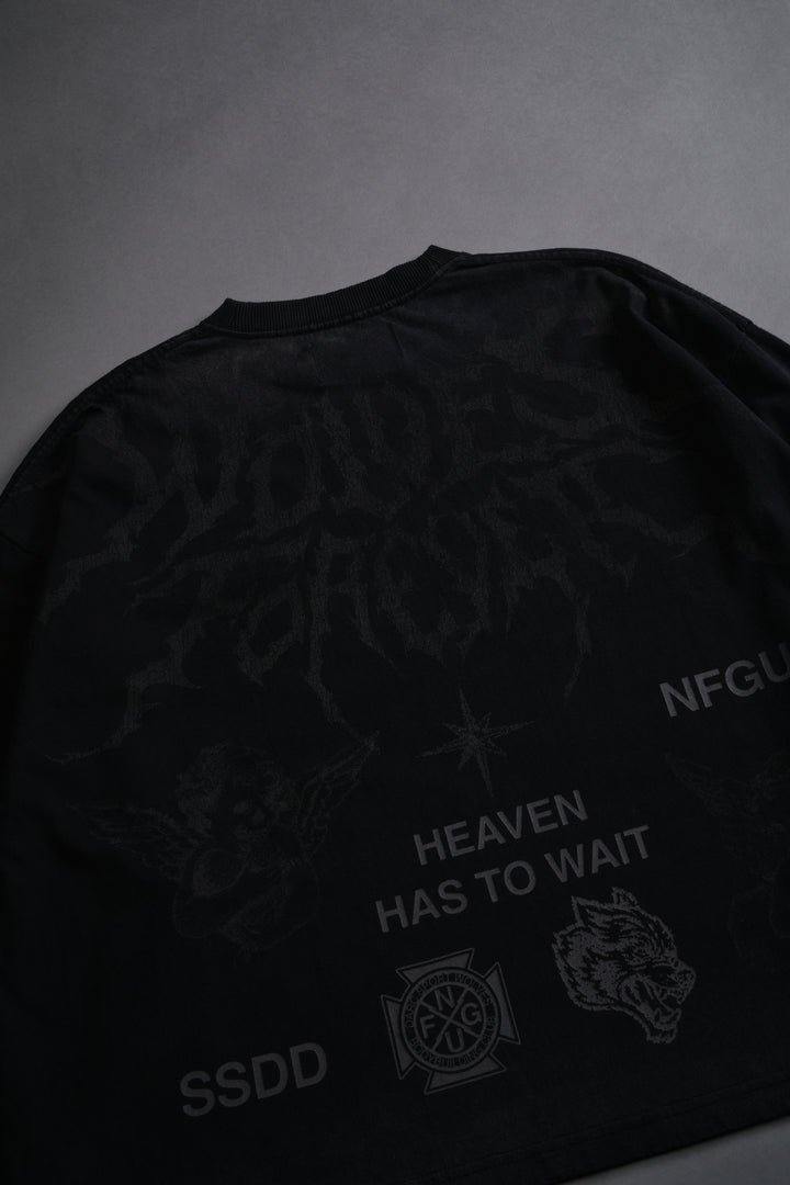 Sacred Flash Grunge "Box Cut" L/S Tee in Black Drift Wash