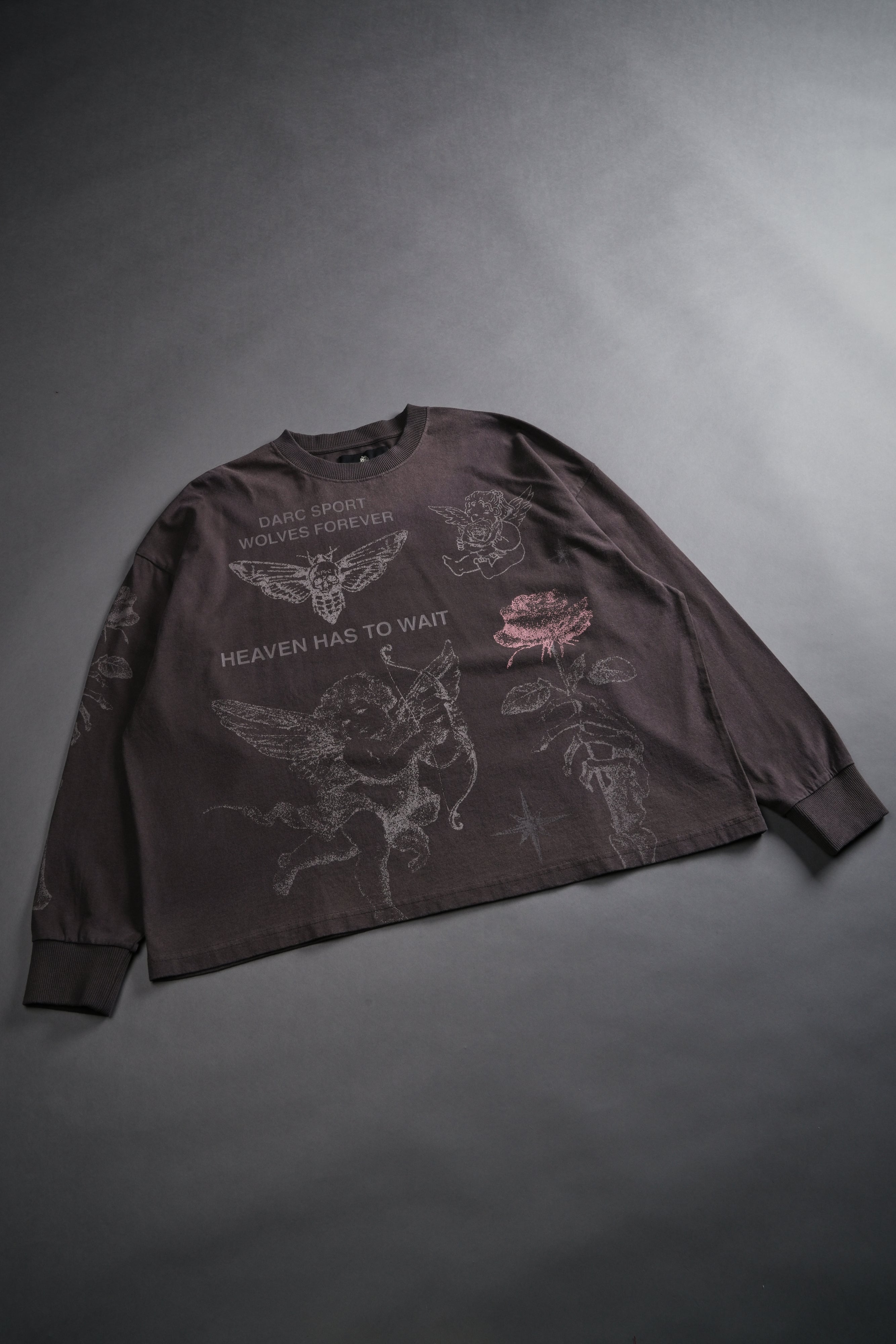 Sacred Flash Grunge "Box Cut" L/S Tee in Darc Brown Drift Wash