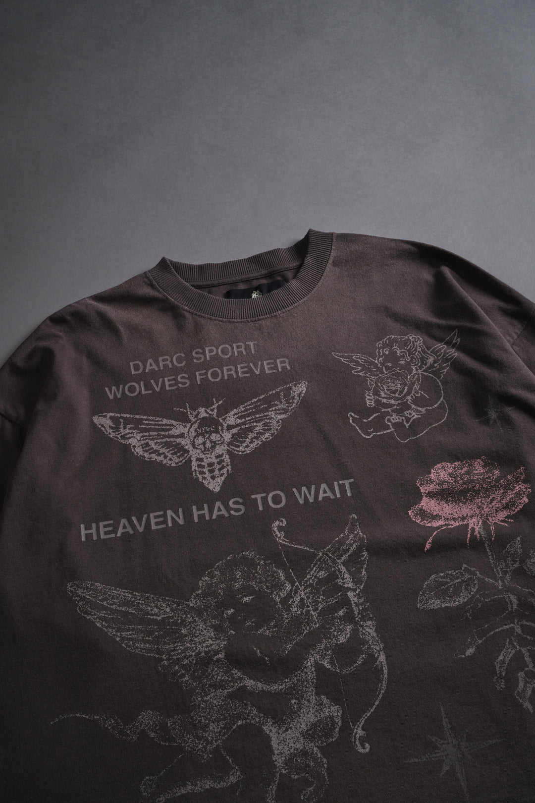 Sacred Flash Grunge "Box Cut" L/S Tee in Darc Brown Drift Wash