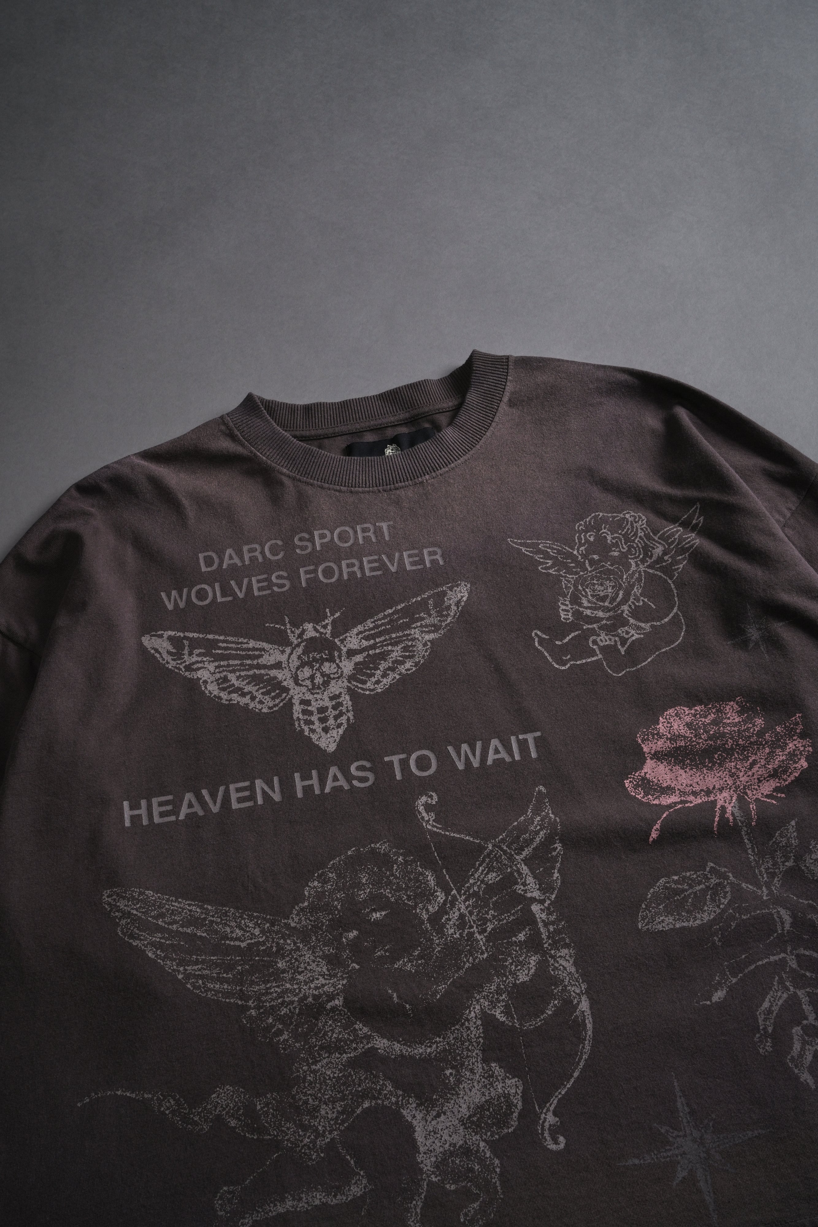 Sacred Flash Grunge "Box Cut" L/S Tee in Darc Brown Drift Wash