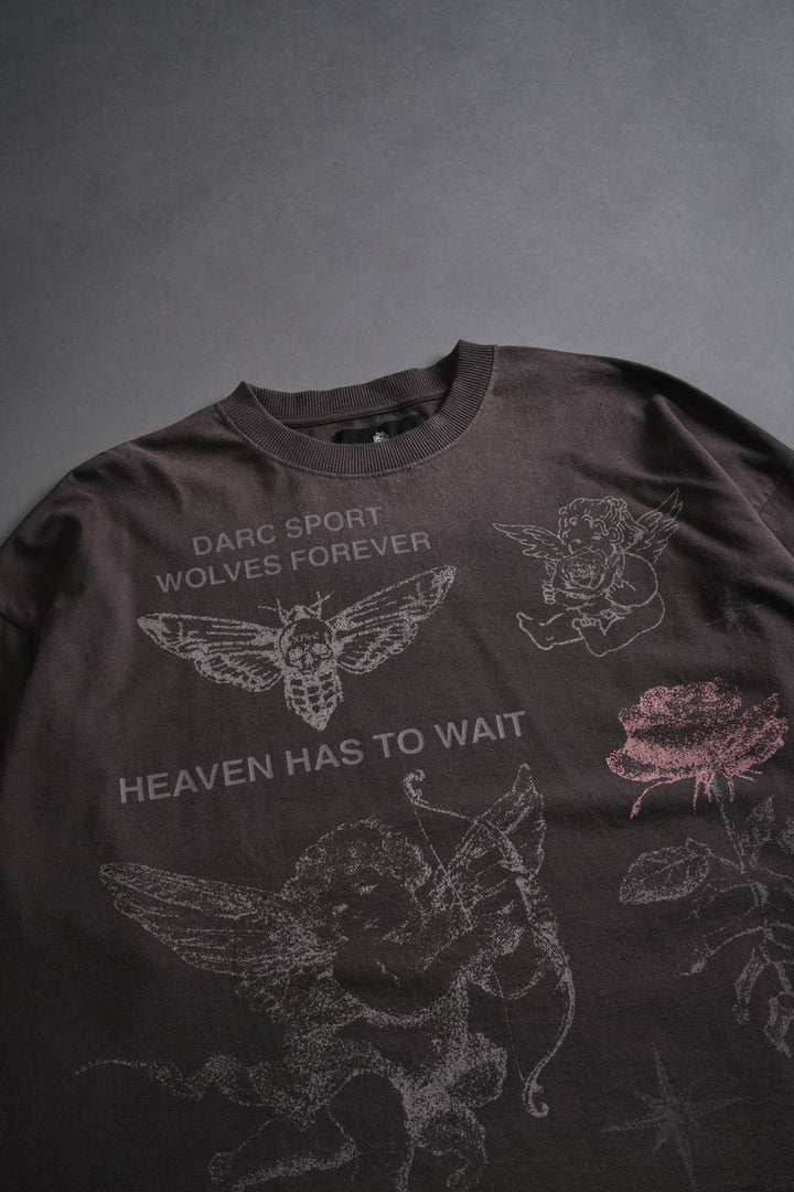 Sacred Flash Grunge "Box Cut" L/S Tee in Darc Brown Drift Wash