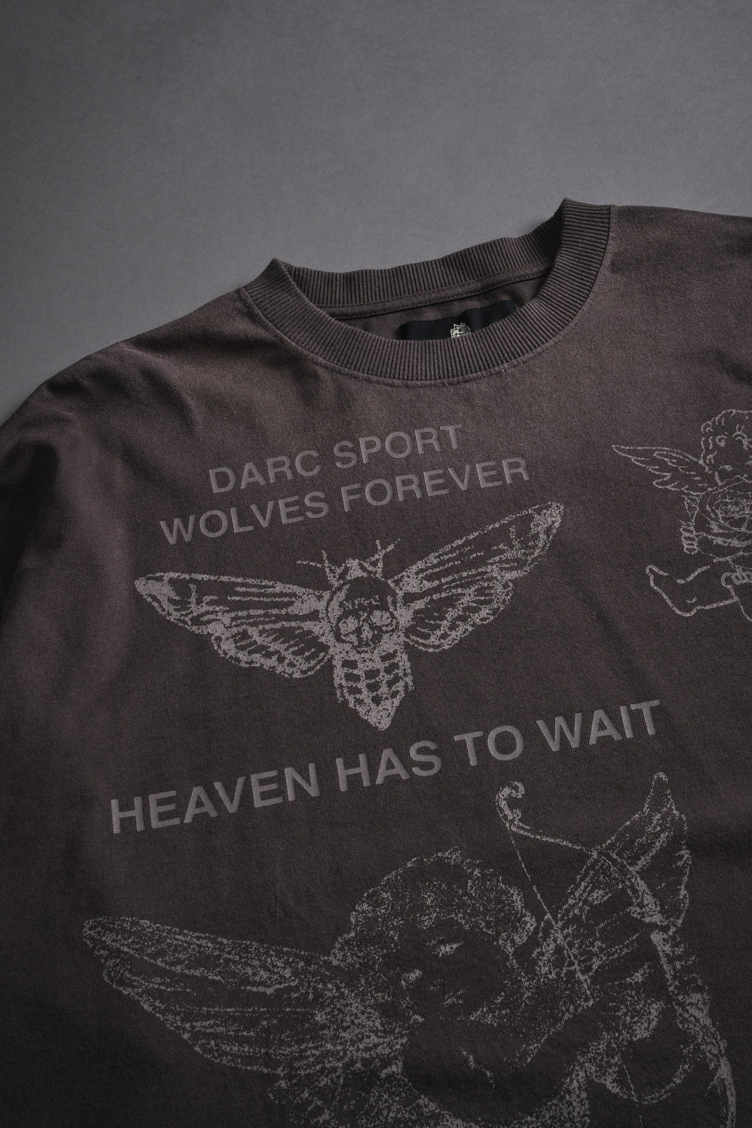 Sacred Flash Grunge "Box Cut" L/S Tee in Darc Brown Drift Wash