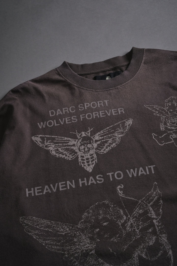 Sacred Flash Grunge "Box Cut" L/S Tee in Darc Brown Drift Wash