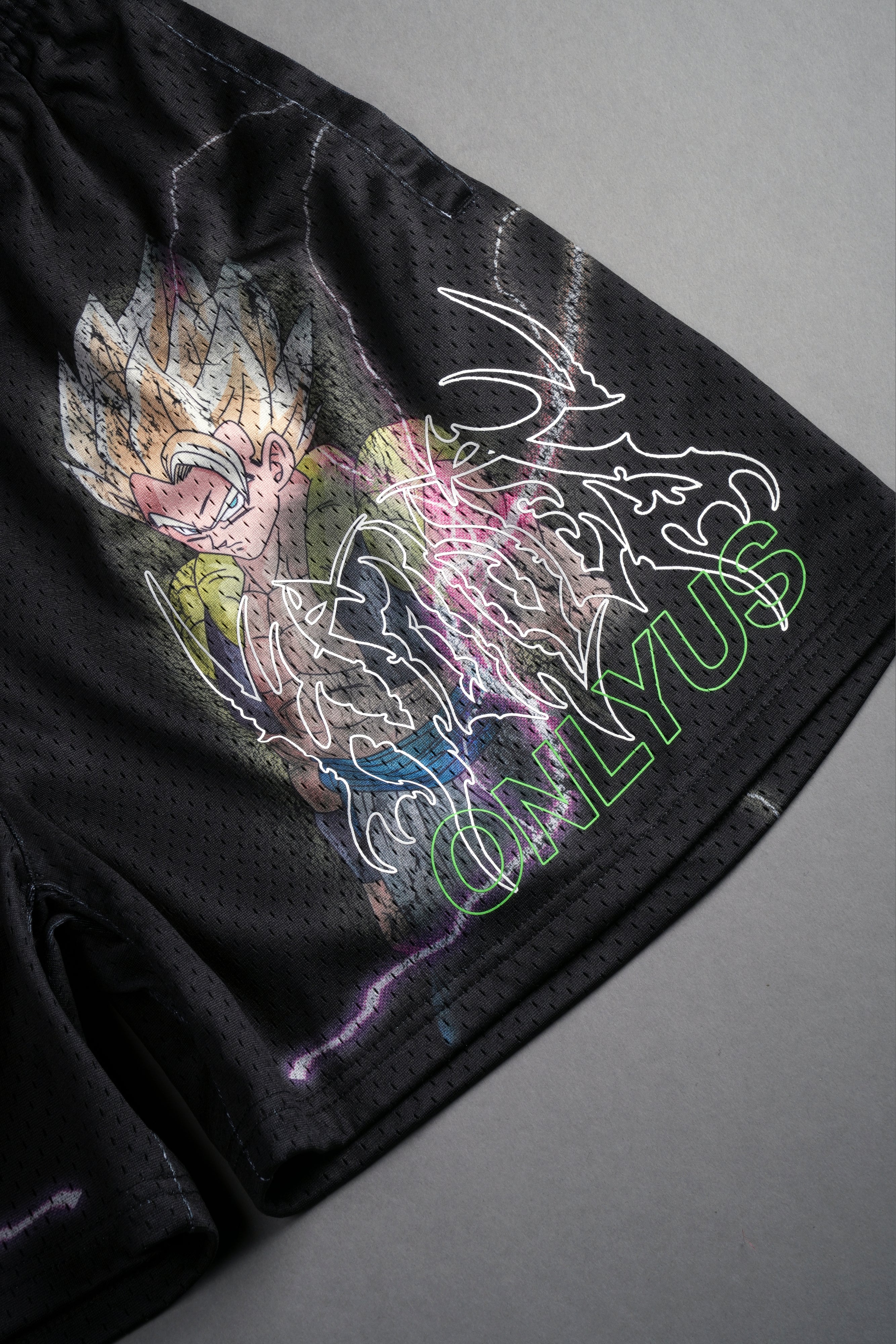 Broly VS Gogeta Mesh Shorts in Black