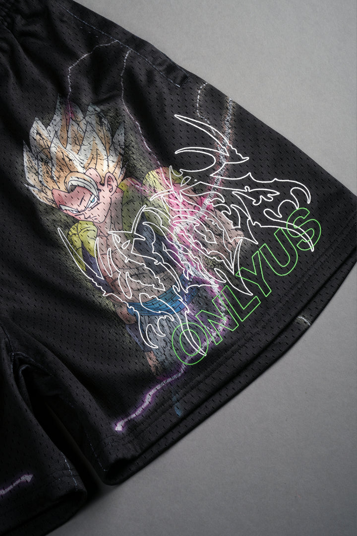 Broly VS Gogeta Mesh Shorts in Black